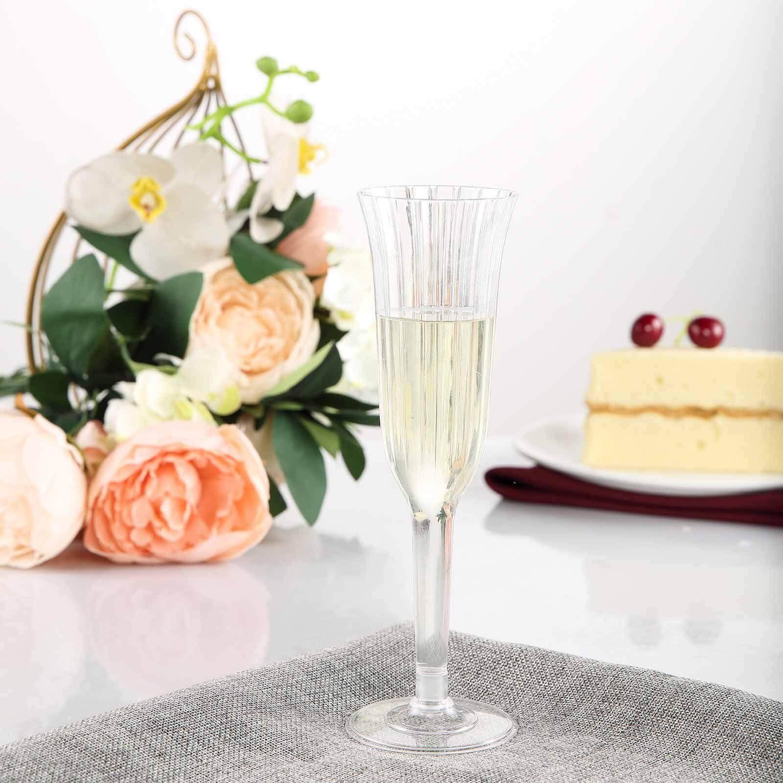 12-Pack Plastic Champagne Flutes Clear Flared Design - Lightweight Disposable Toasting Glasses 6oz