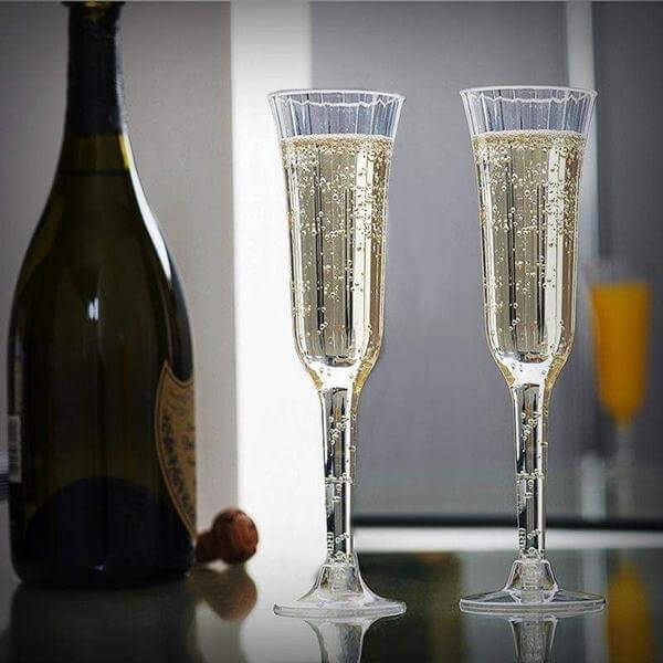 12-Pack Plastic Champagne Flutes Clear Flared Design - Lightweight Disposable Toasting Glasses 6oz - Image 2