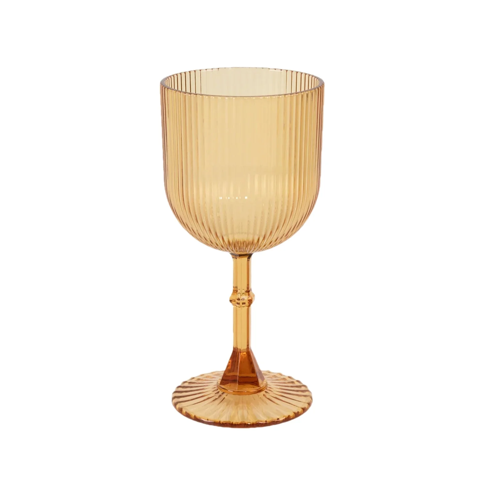 12-Pack Plastic Goblets Amber Gold Vintage Ribbed Pattern - Reusable Shatterproof Glassware 9oz - Image 2