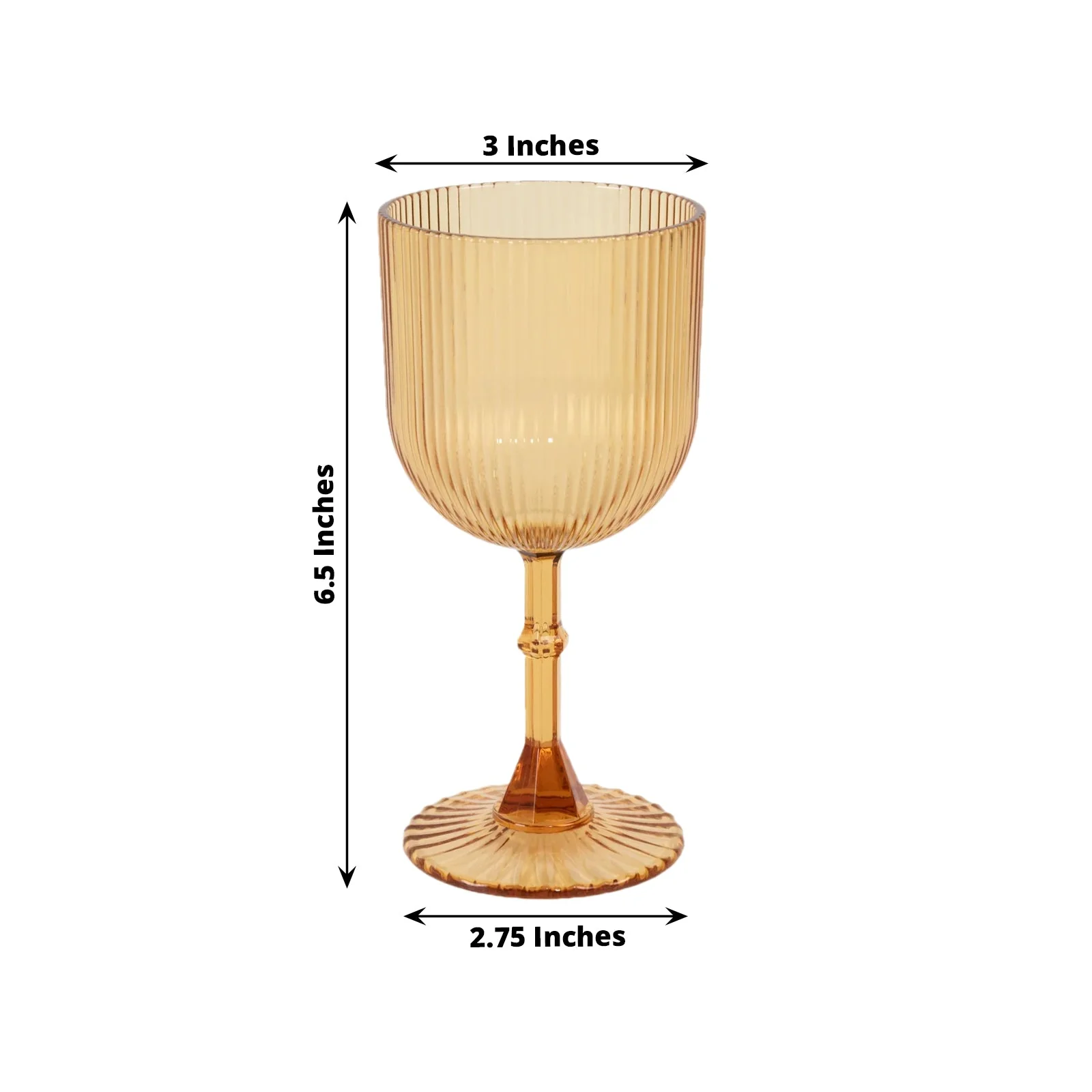 12-Pack Plastic Goblets Amber Gold Vintage Ribbed Pattern - Reusable Shatterproof Glassware 9oz - Image 3