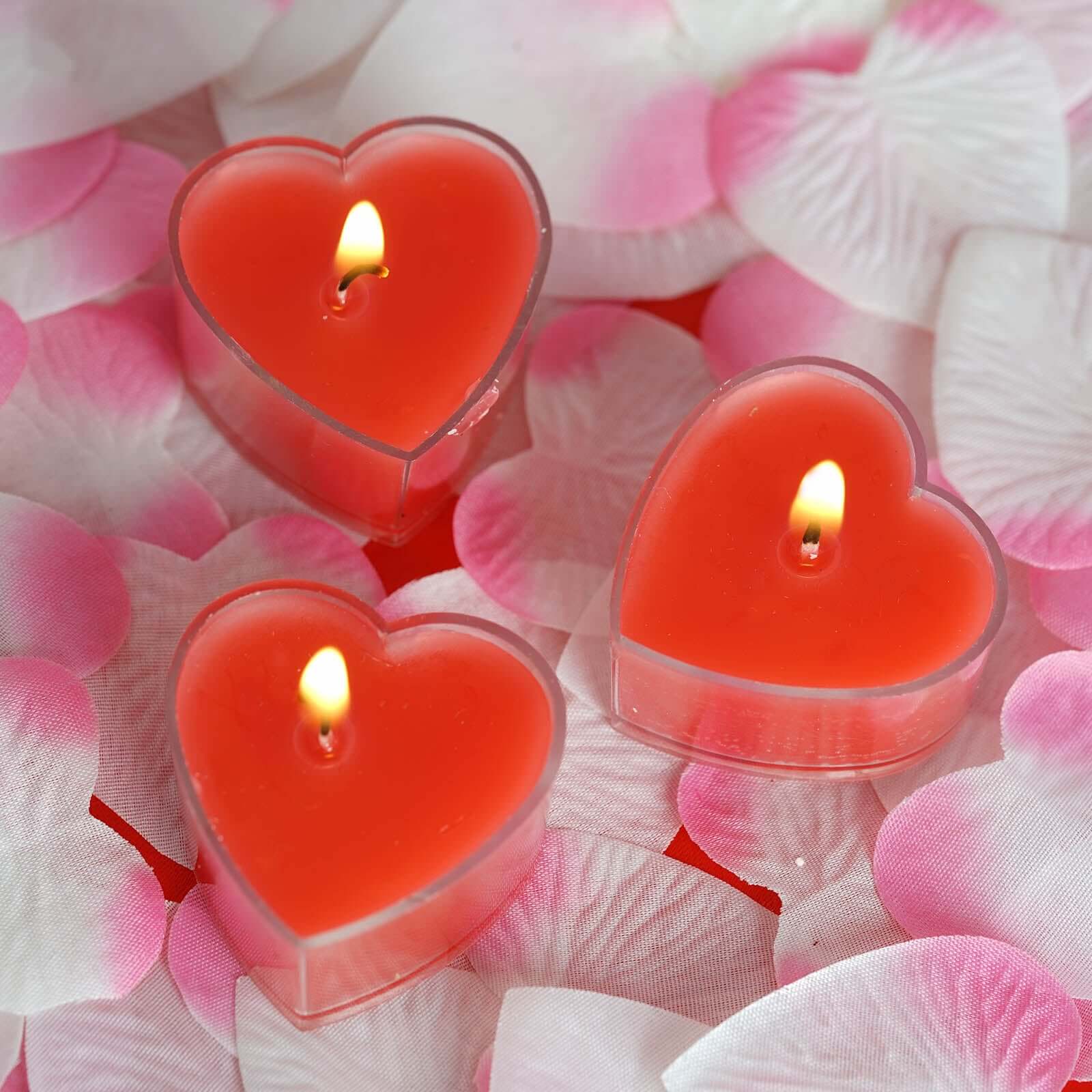 12-Pack Tealight Candles Heart Shaped Design Red - Valentines Decor for Romantic Settings Mini - Image 7