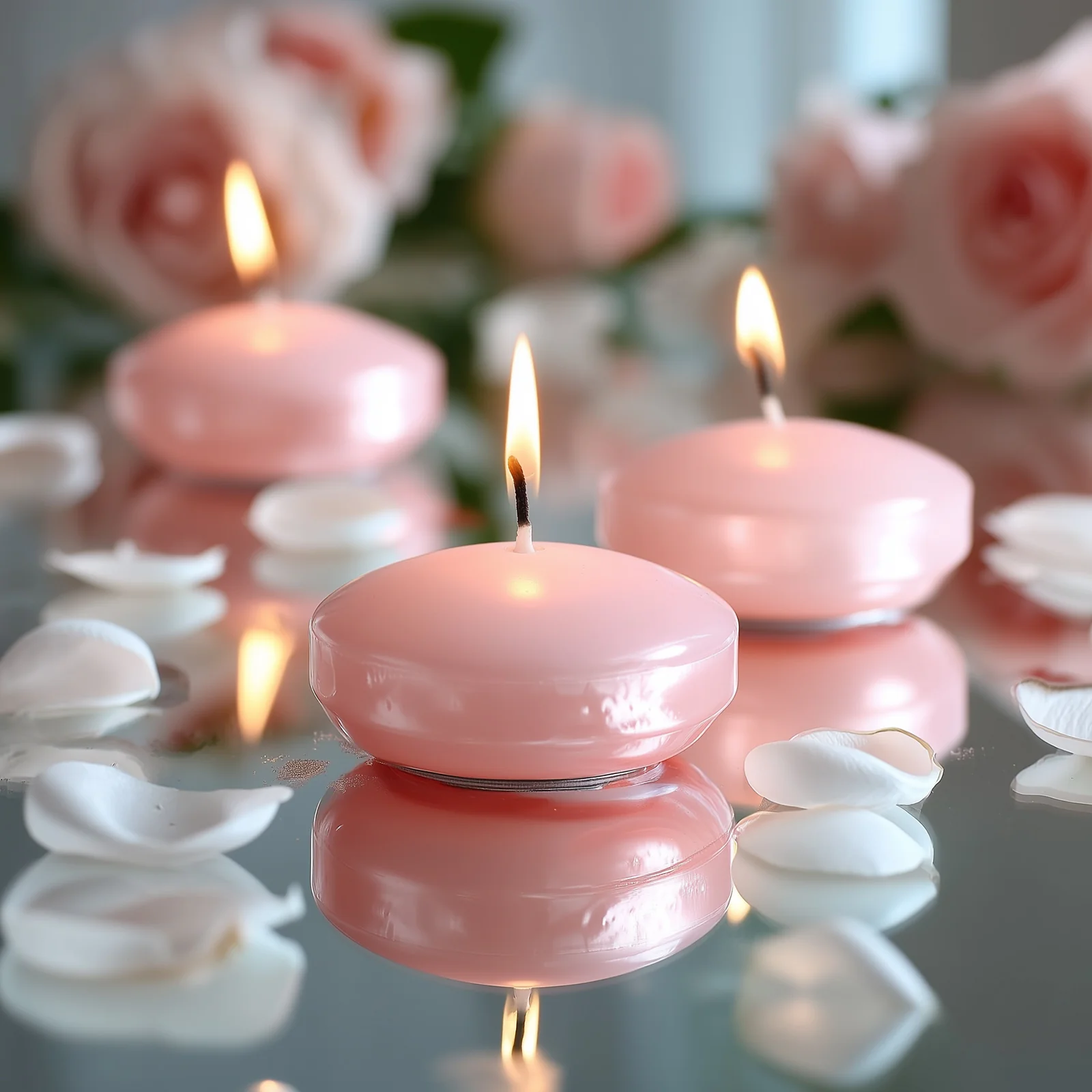 12 Pack 3" Blush Floating Candles, Unscented Dripless Wax Discs for Centerpieces - Image 10