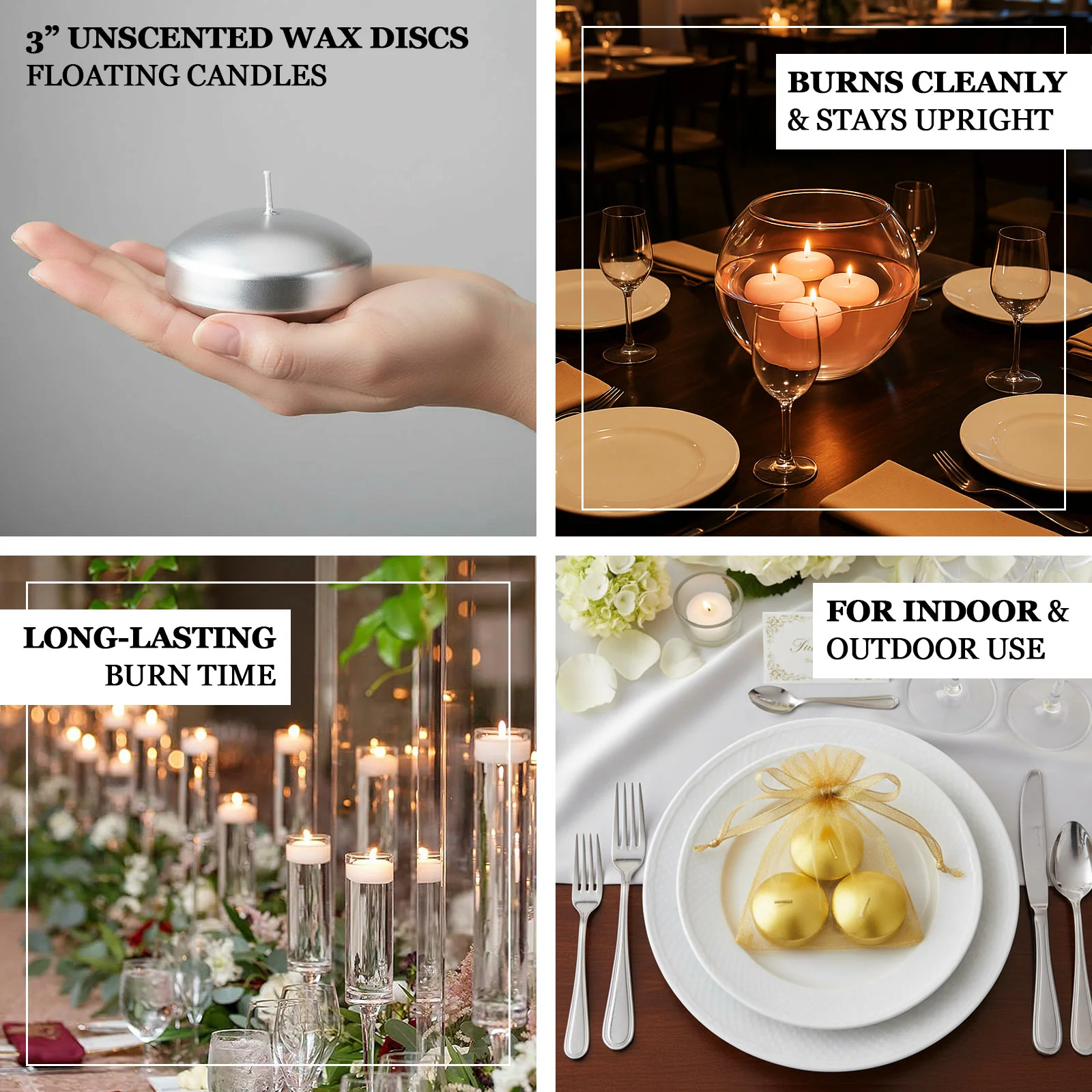 12 Pack 3" Blush Floating Candles, Unscented Dripless Wax Discs for Centerpieces - Image 3