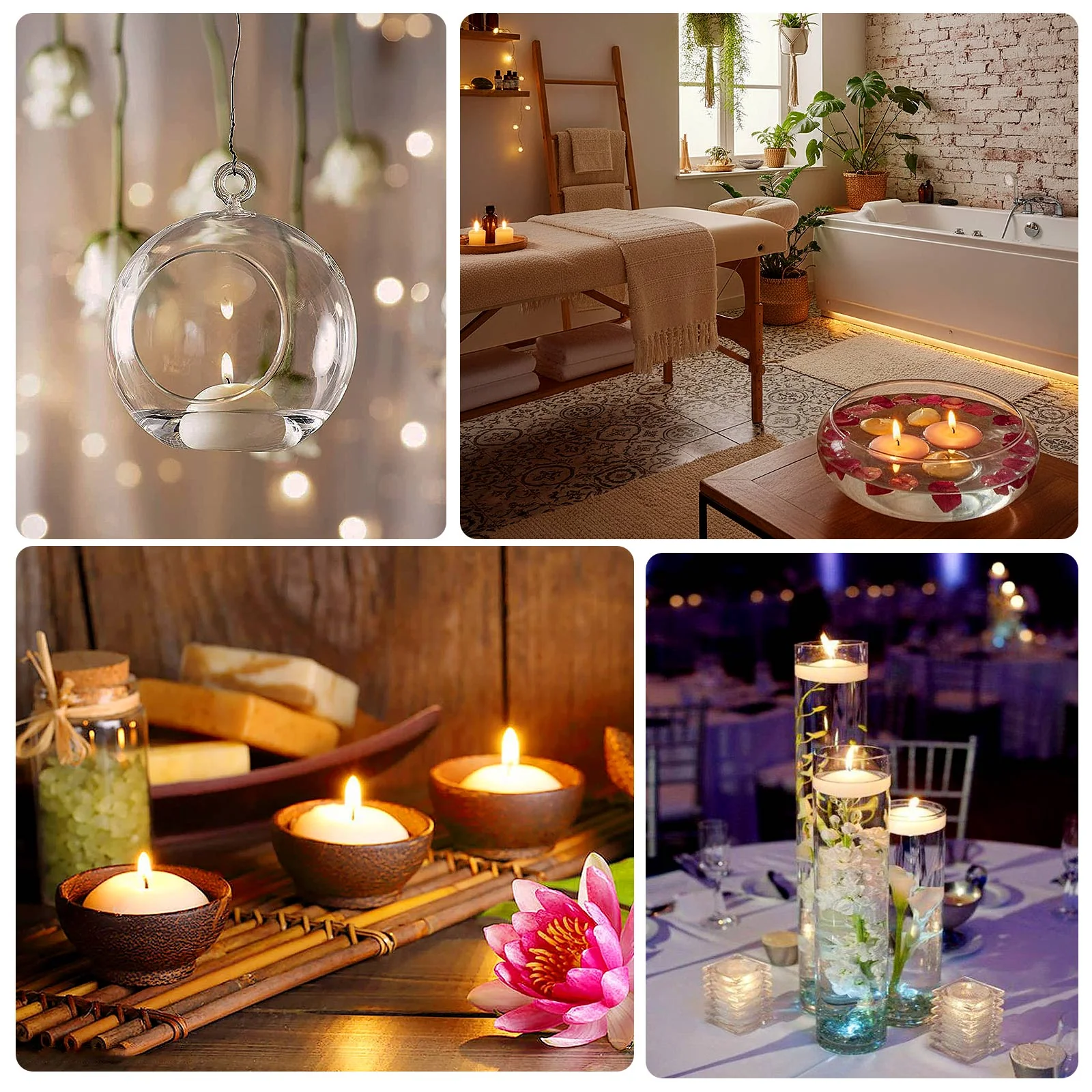 12 Pack 3" Blush Floating Candles, Unscented Dripless Wax Discs for Centerpieces - Image 4