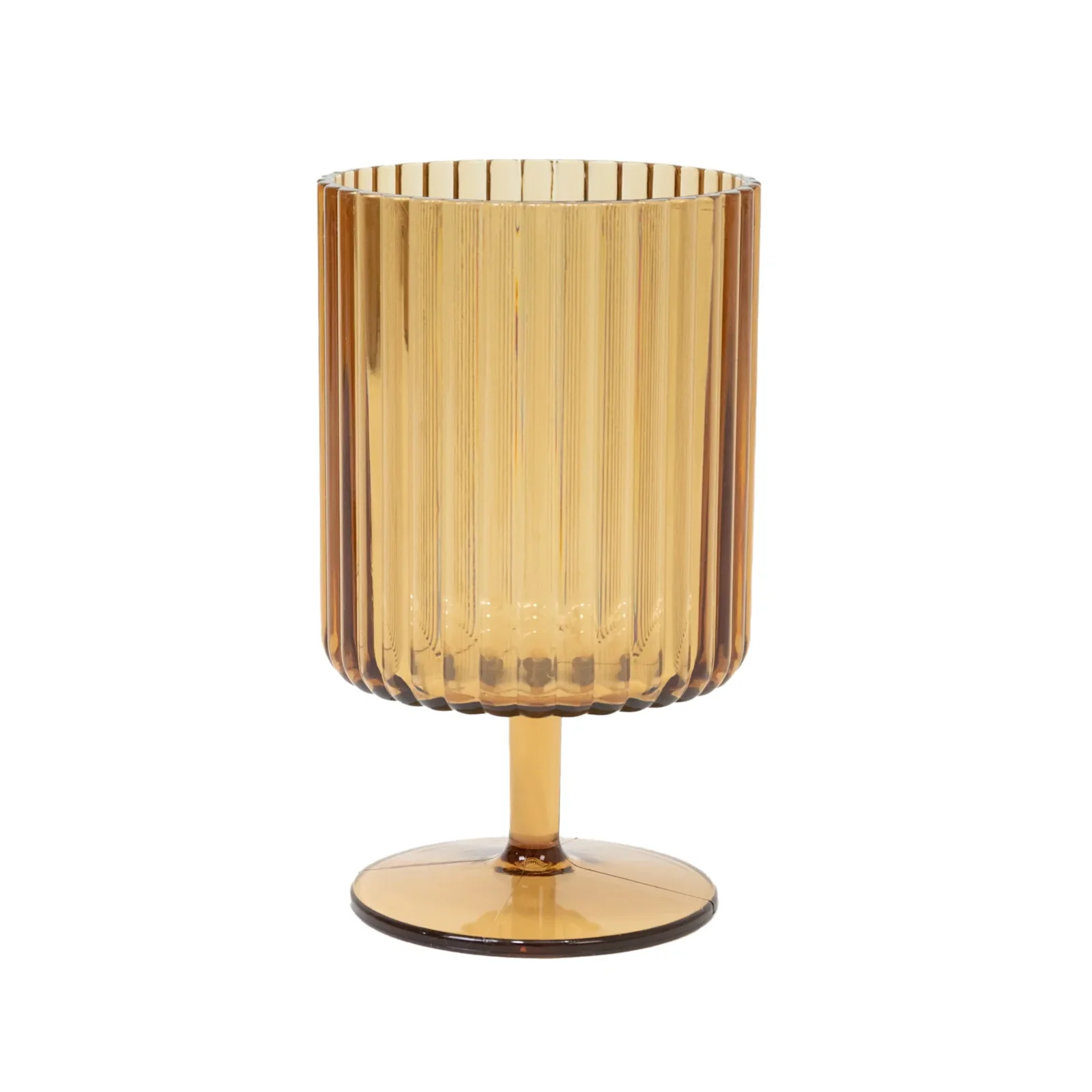12-Pack Plastic Goblets Amber Gold Vintage Ribbed Pattern Short Stem - Reusable Wine Glasses 12oz - Image 2