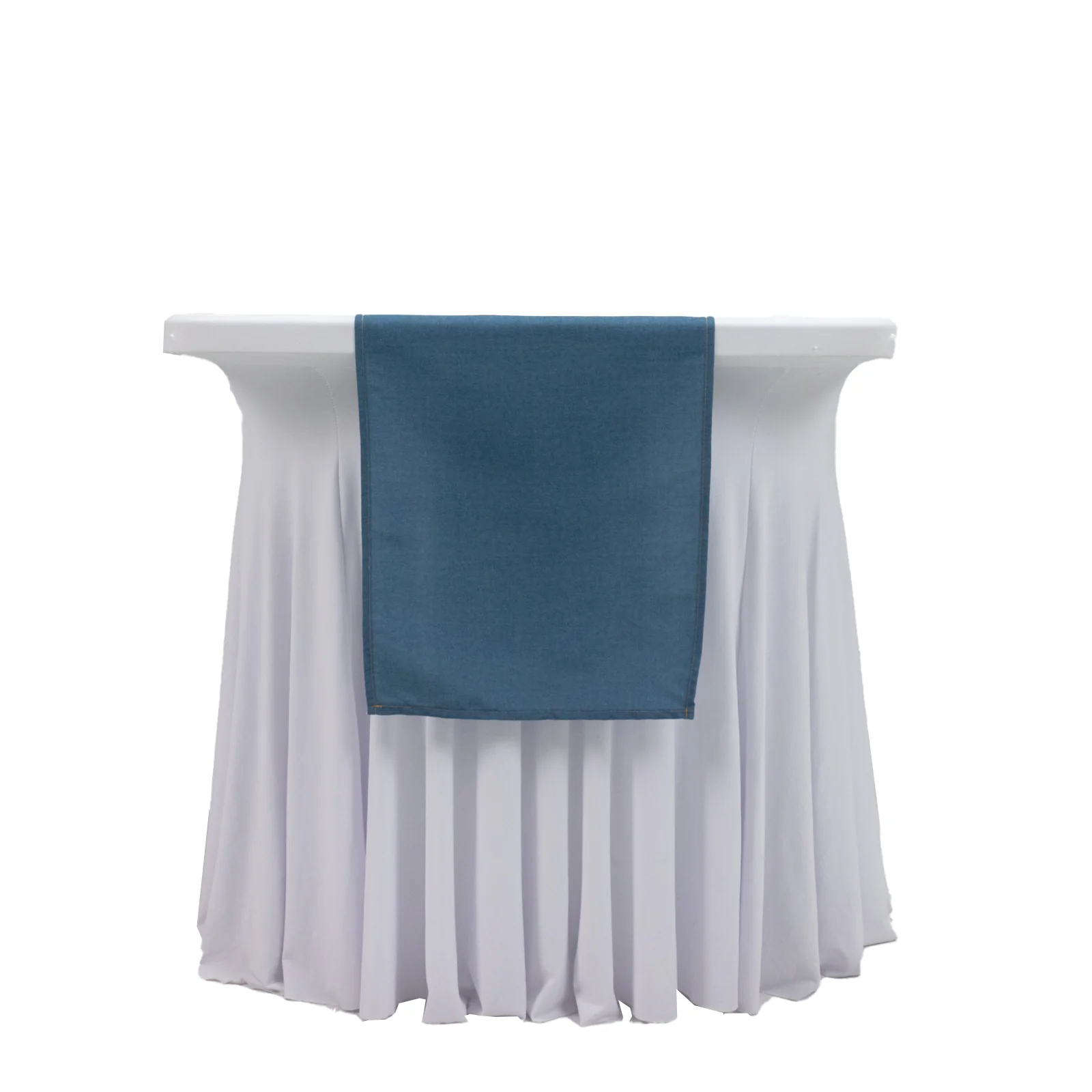 12"x108" Polyester Table Runner Denim Blue with Faux Denim Design, Wrinkle & Stain Resistant for Stylish Events - Image 2