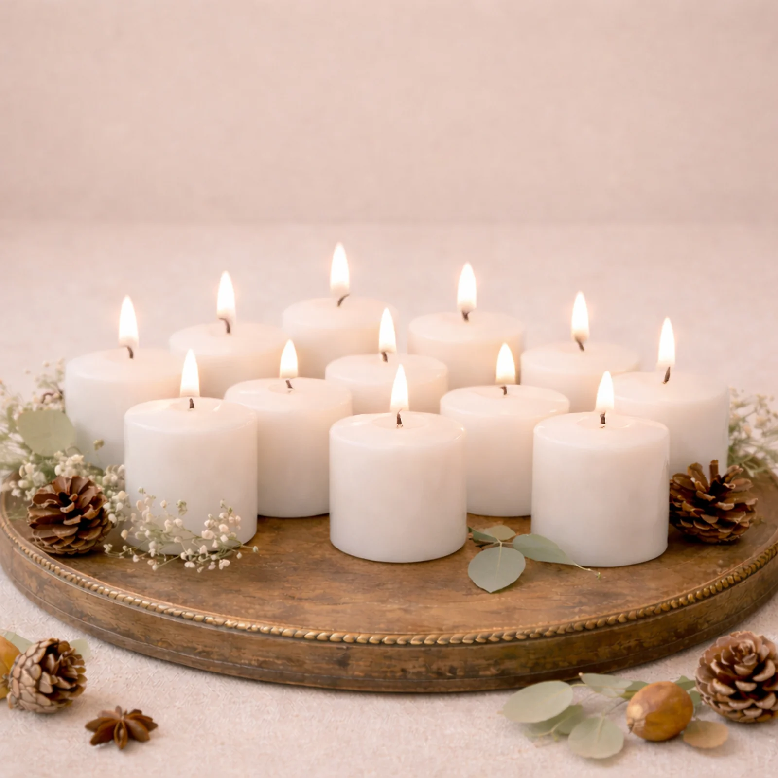 12 Pack White 1.5" Votive Candles, Unscented – 10 Hour Burn, Clean Cotton Wick