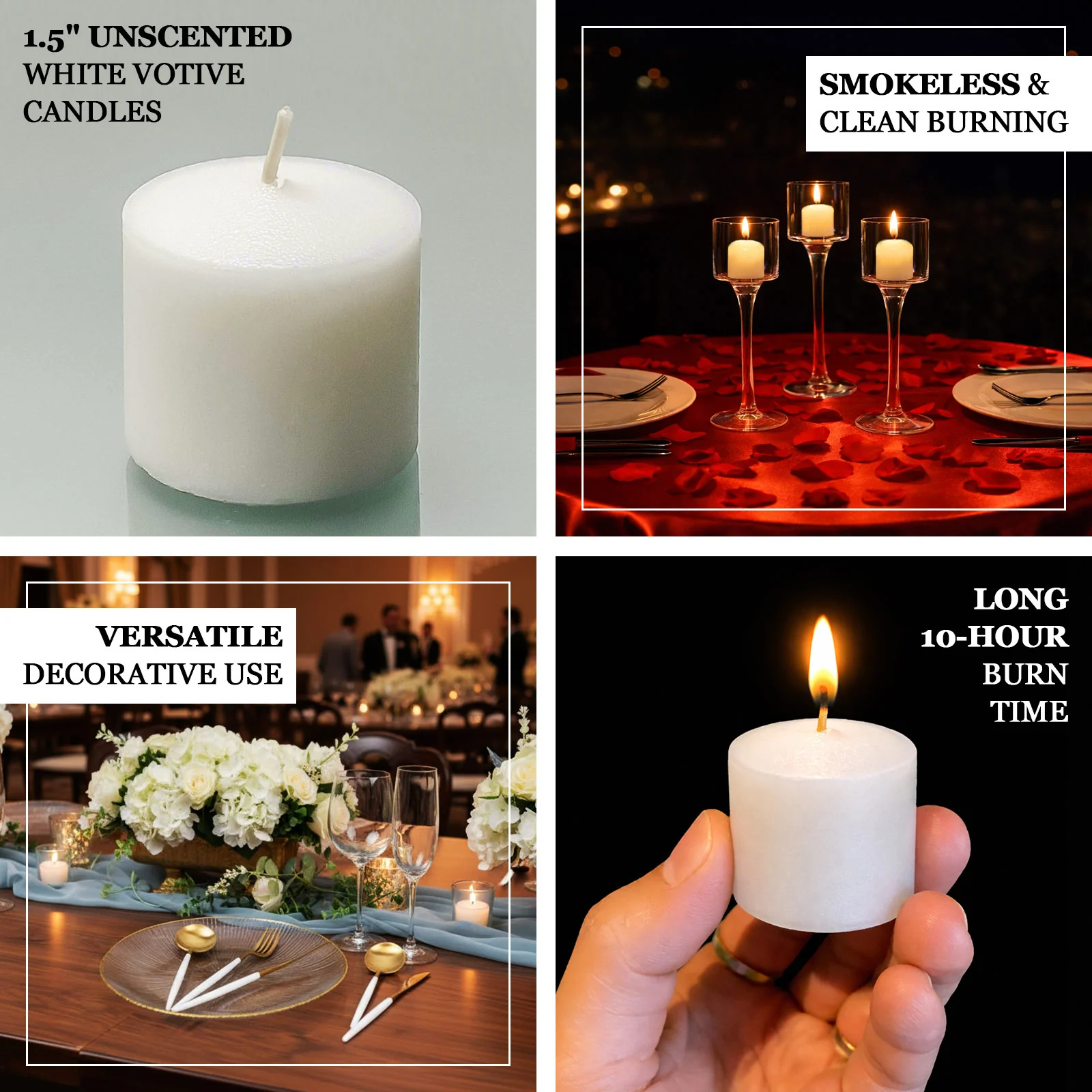 12 Pack White 1.5" Votive Candles, Unscented – 10 Hour Burn, Clean Cotton Wick - Image 4
