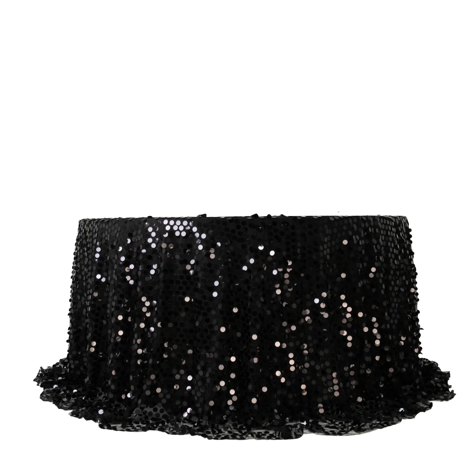 Sequin 132" Round Tablecloth Black - Big Payette Table Cover - Image 7