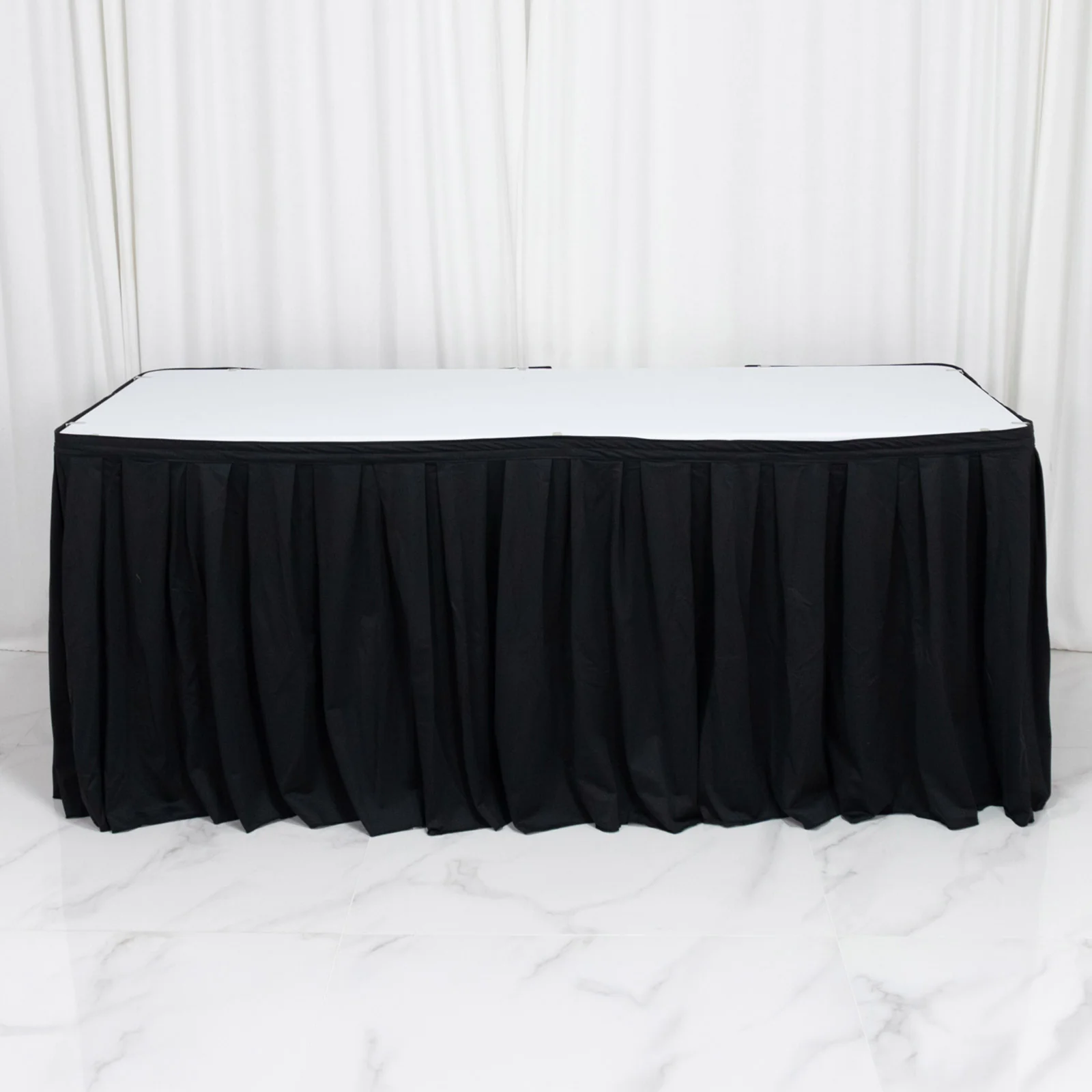 14ft Scuba Table Skirt Black- Shirred Pleat Wrinkle Free & Stain Resistant Event Skirting - Image 3