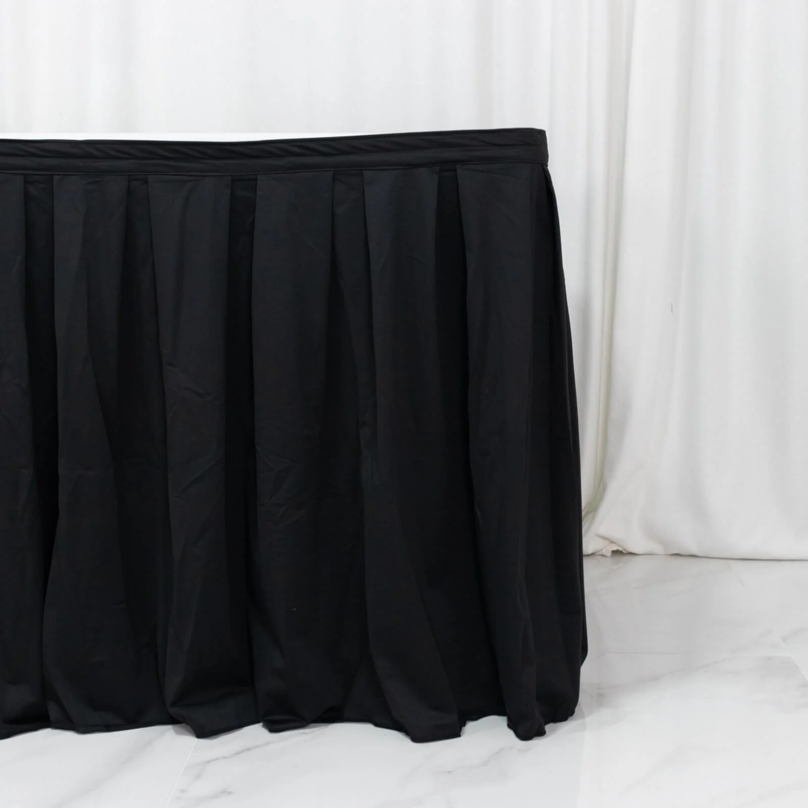 14ft Scuba Table Skirt Black- Shirred Pleat Wrinkle Free & Stain Resistant Event Skirting - Image 4