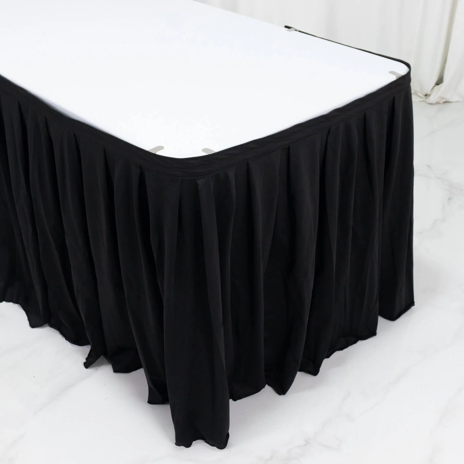 14ft Scuba Table Skirt Black- Shirred Pleat Wrinkle Free & Stain Resistant Event Skirting - Image 5