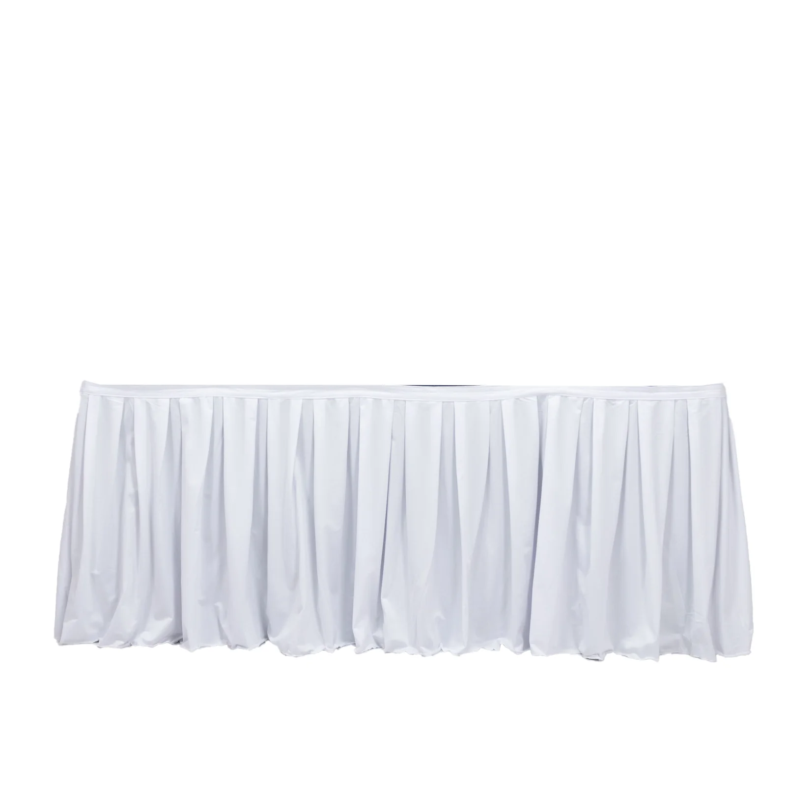 14ft Scuba Table Skirt White - Shirred Pleat Wrinkle Free & Stain Resistant Event Skirting - Image 2