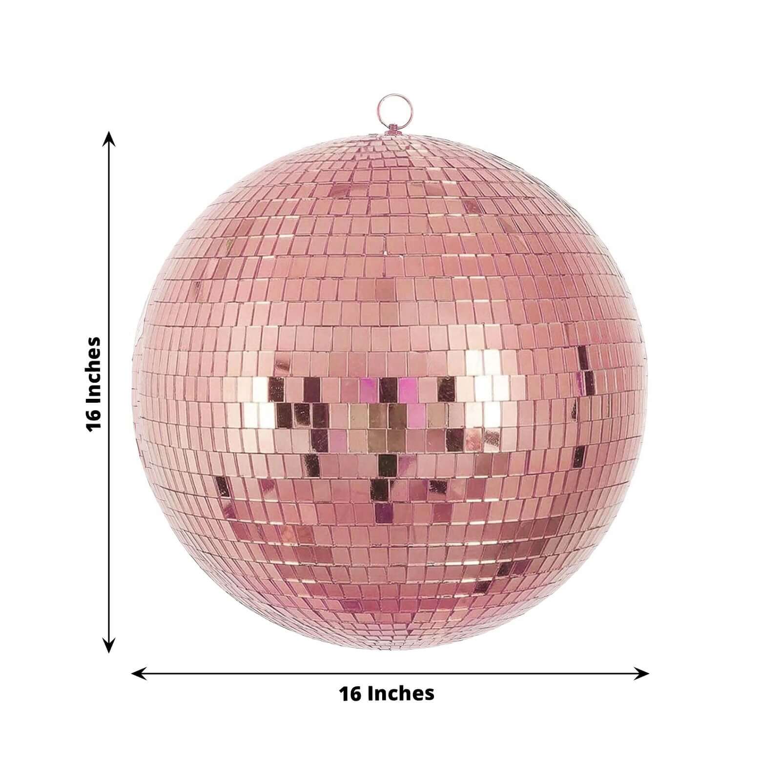 16" Large Rose Gold Foam Disco Mirror Ball With Hanging Swivel Ring, Holiday Party Decor - Image 2