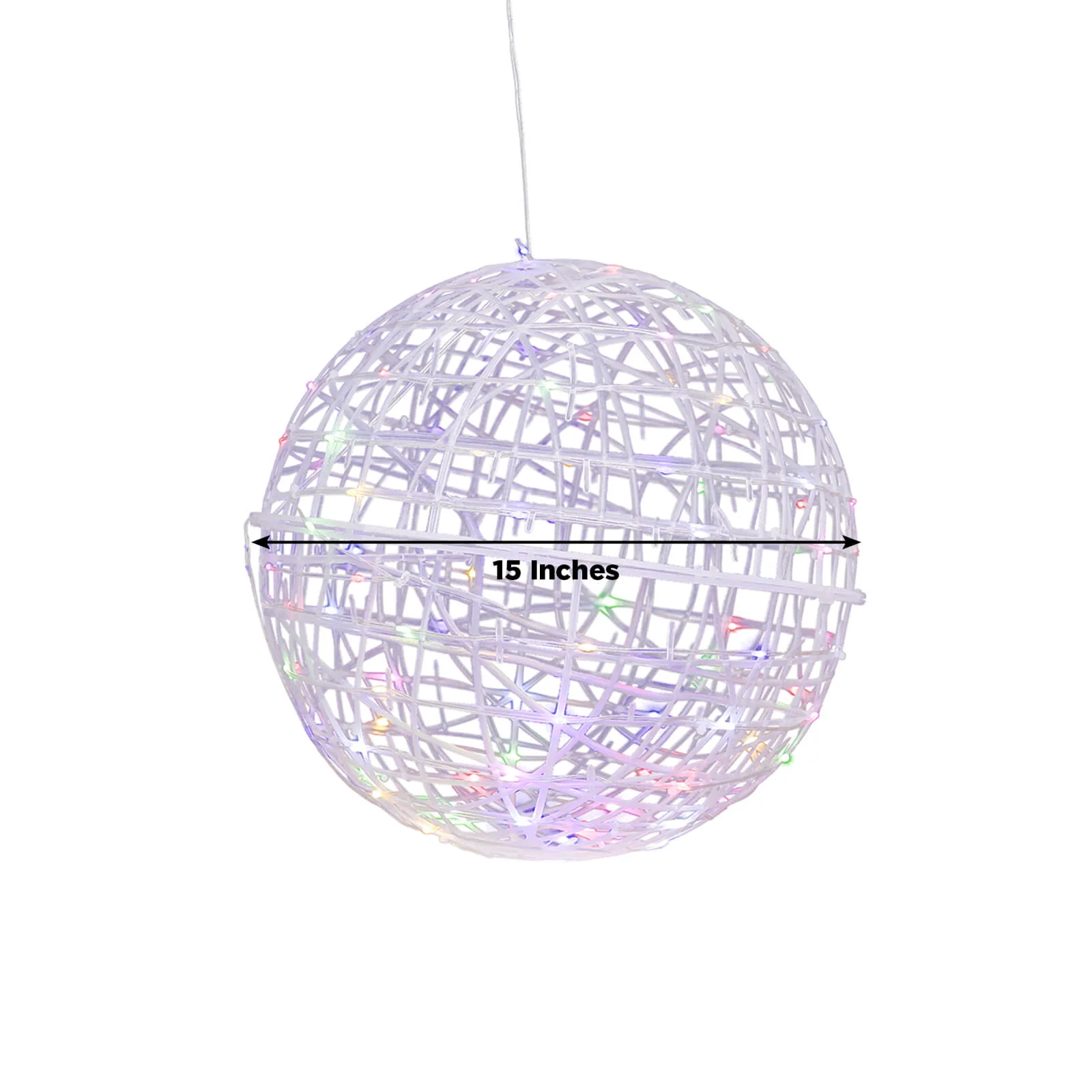 4 Pack LED Lighted Decorative Sphere Balls – 15" White Woven Rattan Orbs, 400 Multicolor LEDs, 8 Lighting Modes, End-to-End Connectable, Plug-In - Image 3