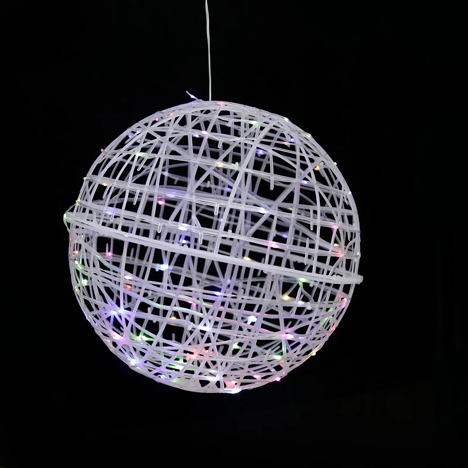 4 Pack LED Lighted Decorative Sphere Balls – 15" White Woven Rattan Orbs, 400 Multicolor LEDs, 8 Lighting Modes, End-to-End Connectable, Plug-In - Image 8