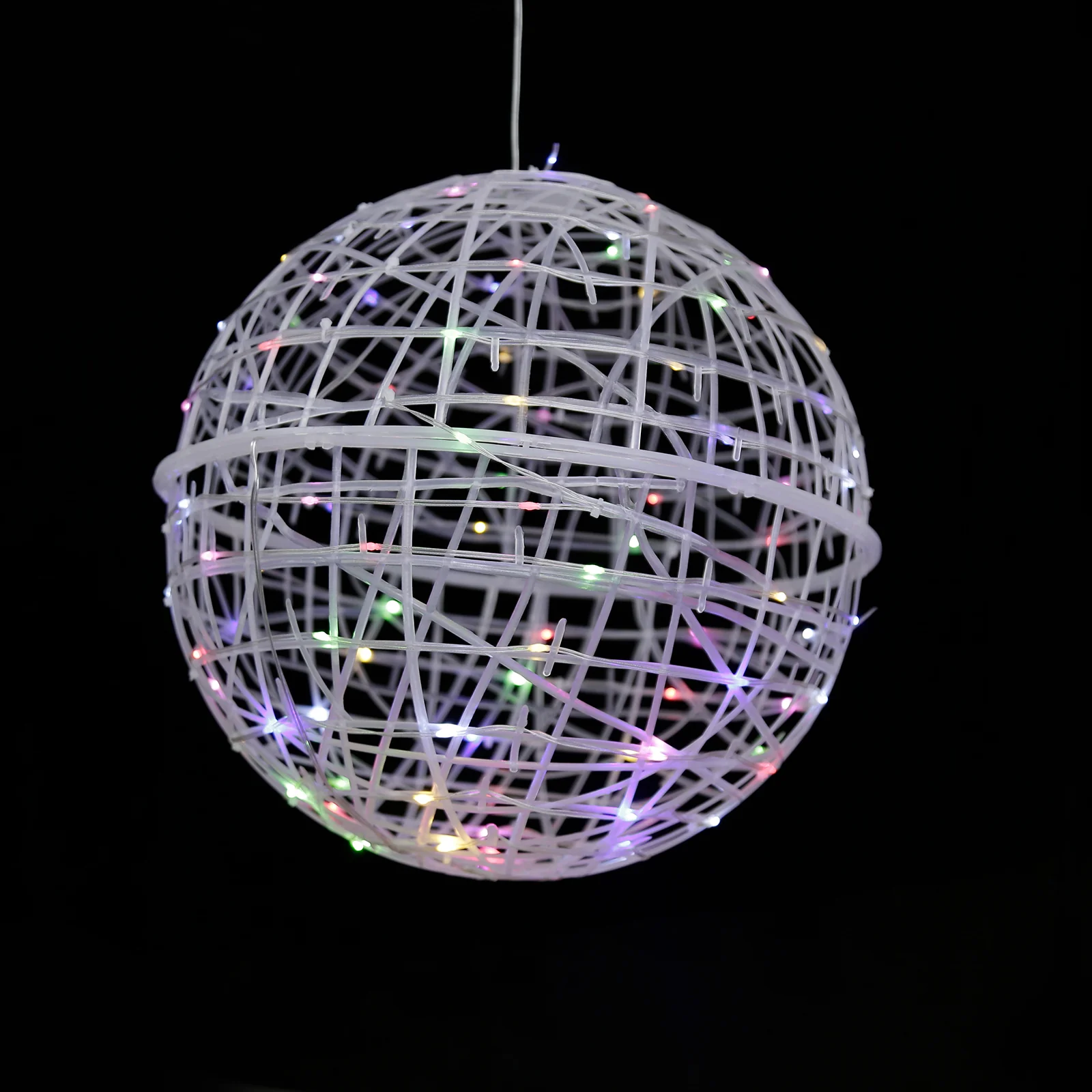 4 Pack LED Lighted Decorative Sphere Balls – 15" White Woven Rattan Orbs, 400 Multicolor LEDs, 8 Lighting Modes, End-to-End Connectable, Plug-In - Image 9