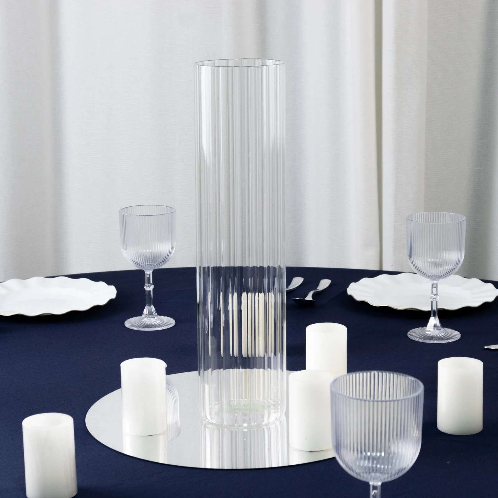 16" Ribbed Cylinder Glass Vases 6-Pack – Tall Clear Vases for Wedding Centerpieces, Home Decor & Event Styling - Image 7