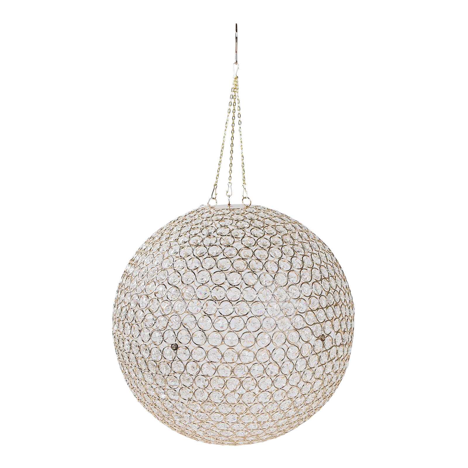 16" Crystal Globe Chandelier Pendant – Hanging Beaded Ball with Gold Metal Hook & Chain, Decorative Accent - Image 2