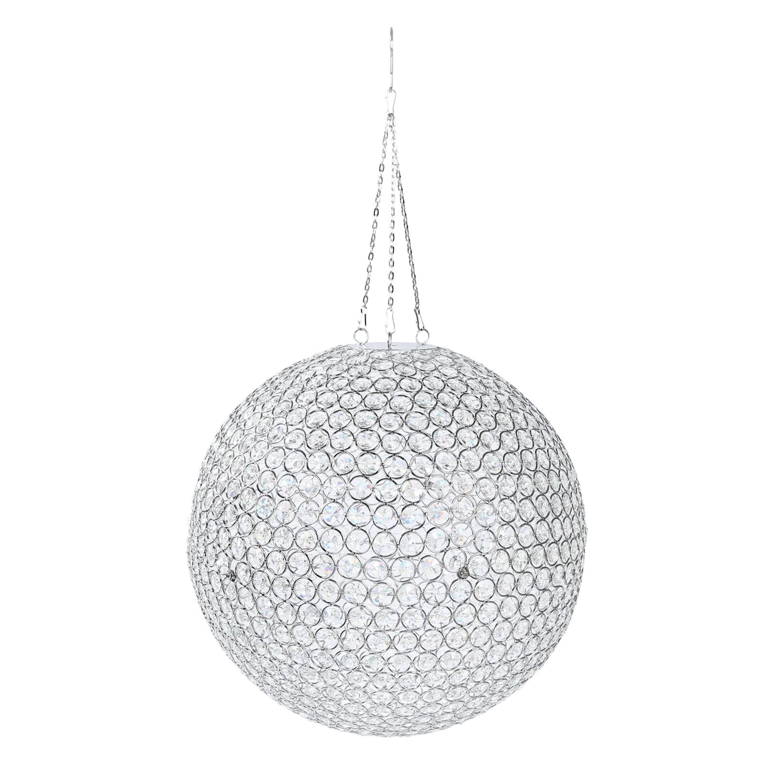 16" Crystal Globe Chandelier Pendant – Hanging Beaded Ball with Silver Metal Hook & Chain, Decorative Accent - Image 2