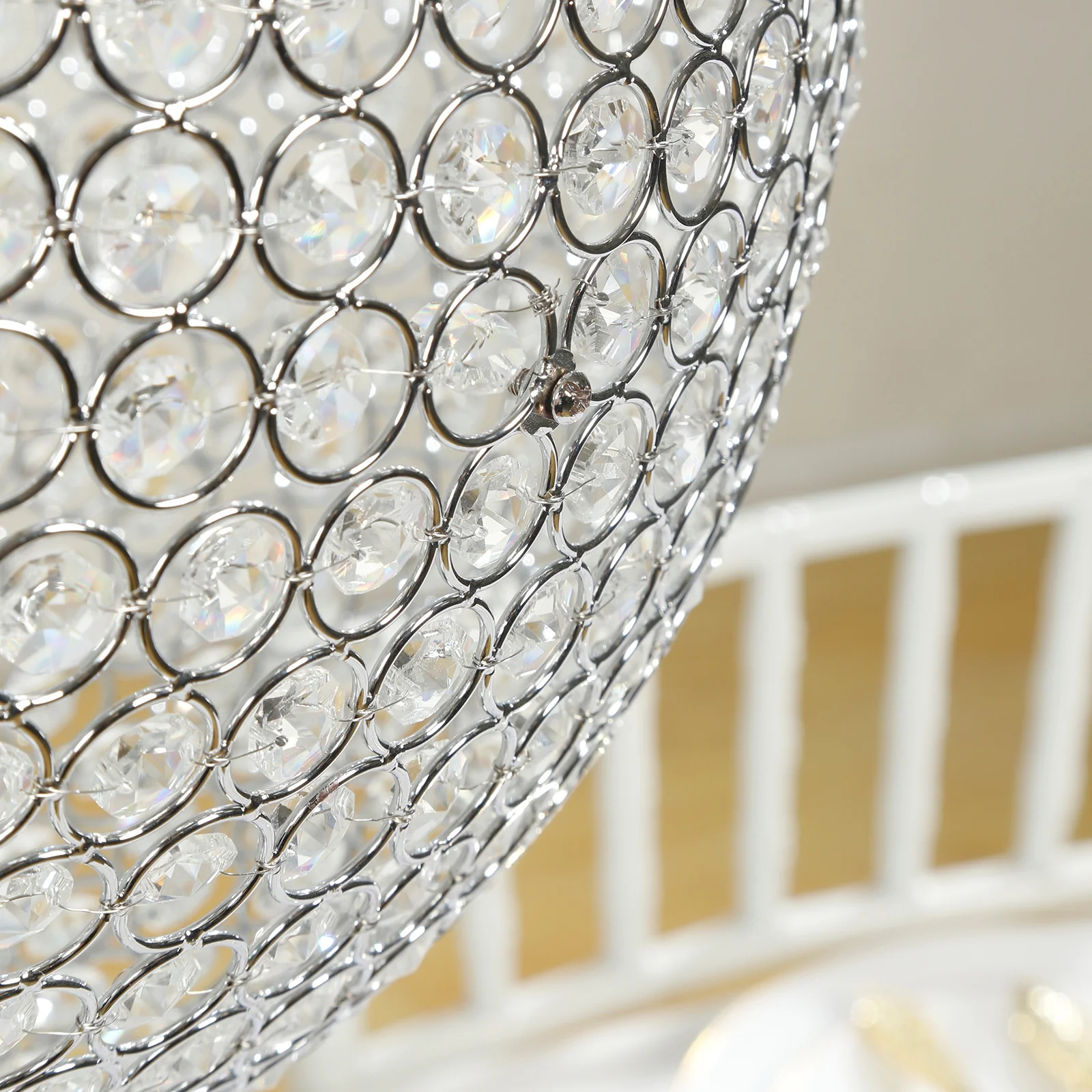 16" Crystal Globe Chandelier Pendant – Hanging Beaded Ball with Silver Metal Hook & Chain, Decorative Accent - Image 7