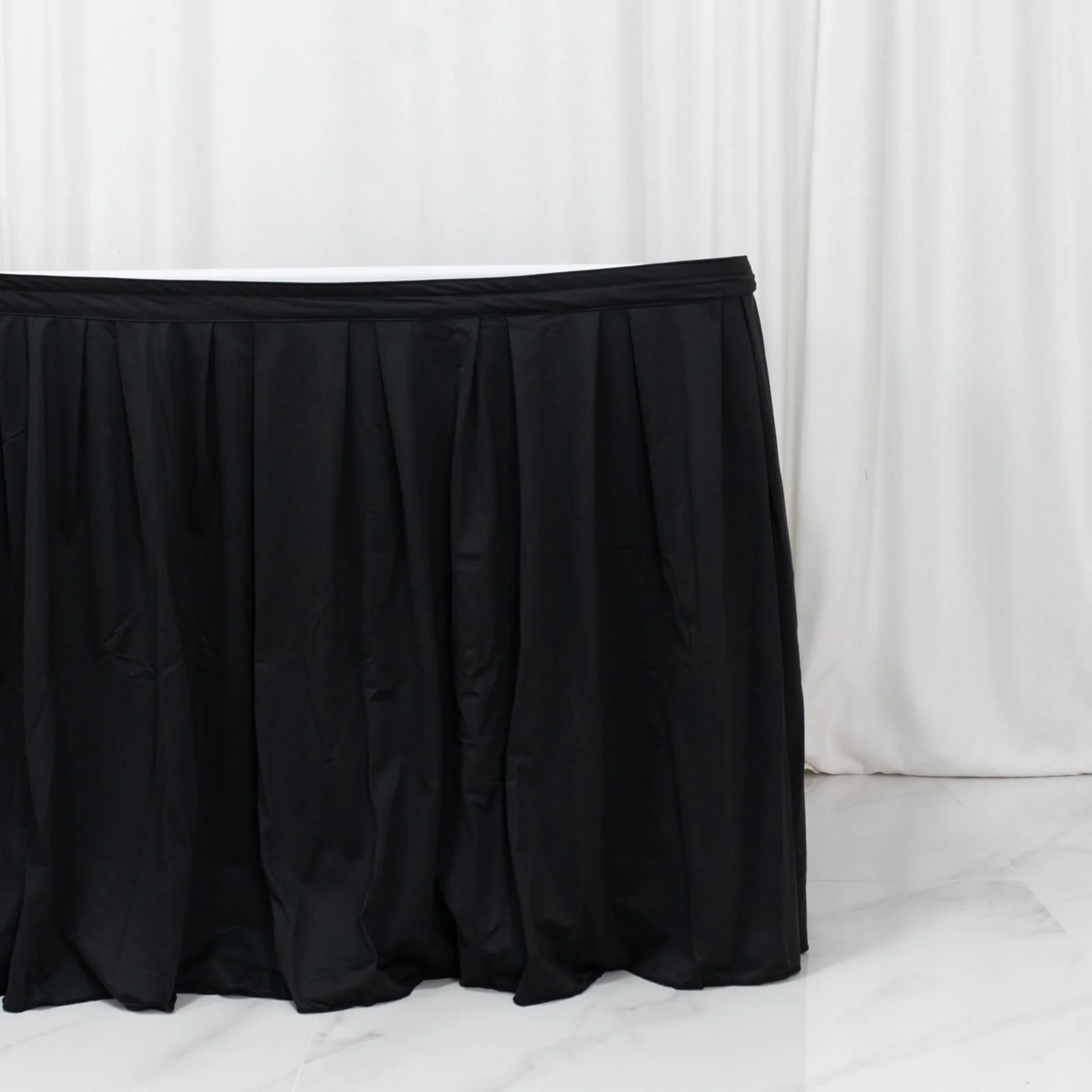 17ft Scuba Table Skirt Black - Shirred Pleat Wrinkle Free & Stain Resistant Event Skirting - Image 6