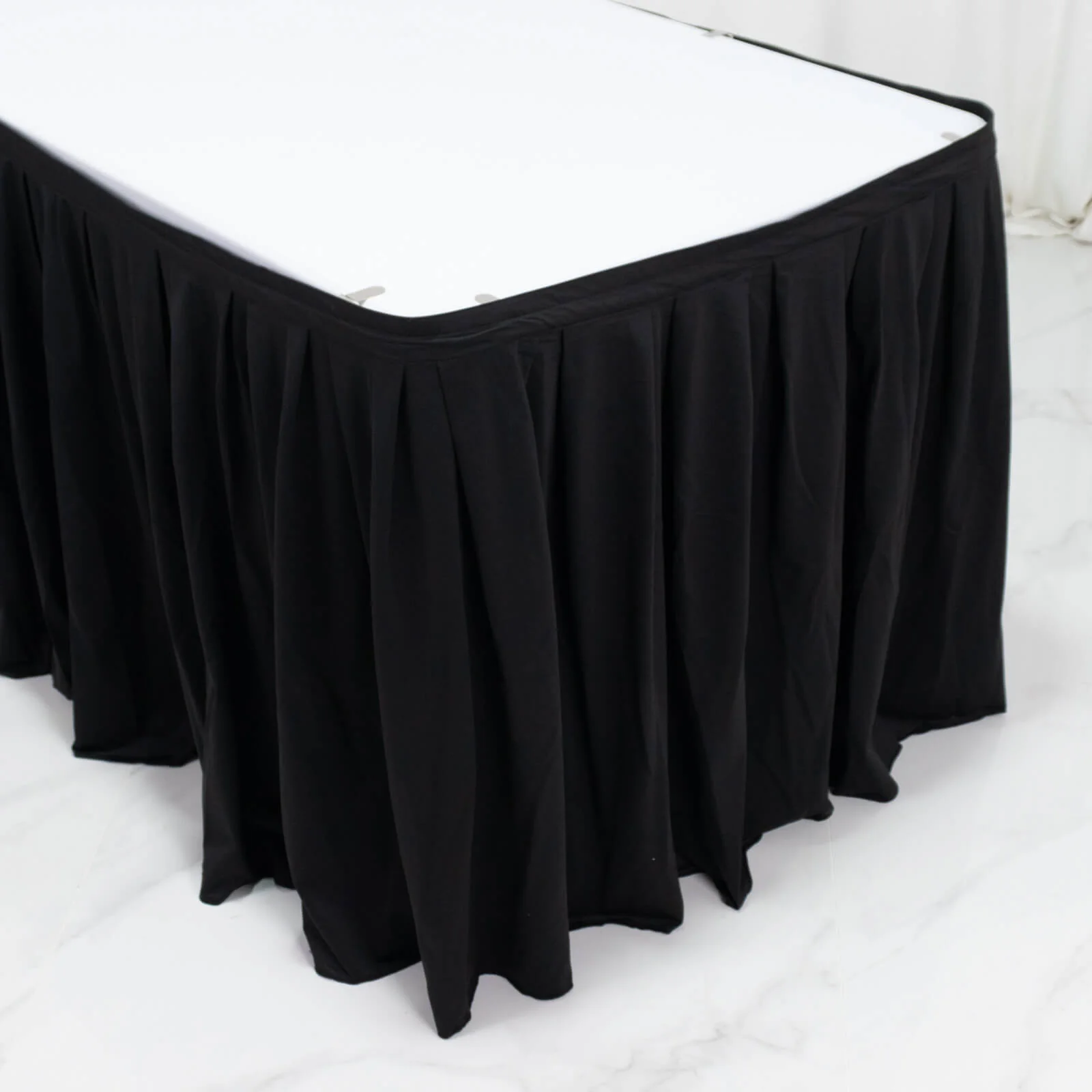 17ft Scuba Table Skirt Black - Shirred Pleat Wrinkle Free & Stain Resistant Event Skirting - Image 8