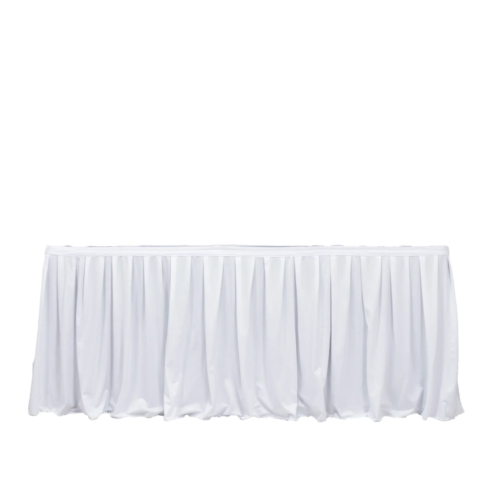 17ft Scuba Table Skirt White - Shirred Pleat Wrinkle Free & Stain Resistant Event Skirting - Image 2