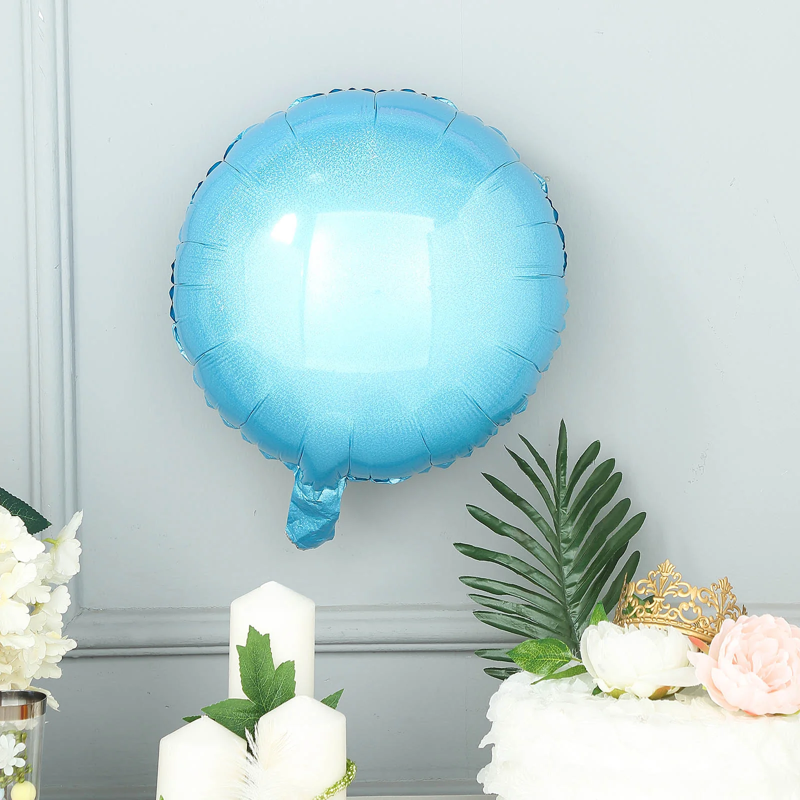 2 Pack 13" Blue Sparkle Aluminium Foil Air Helium 4D Round Orbz Mylar Balloons
