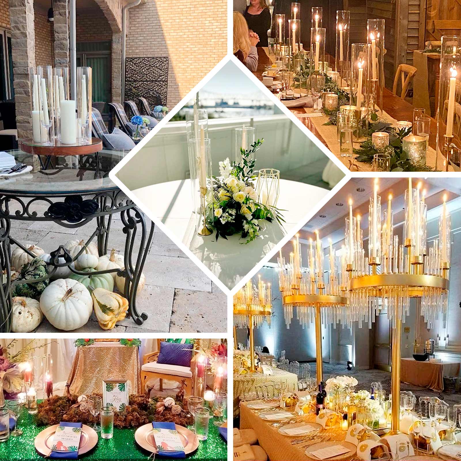 2-Pack Clear Glass Candelabra Shades Open End Hurricane Design - Stylish Table Centerpiece 18" - Image 5