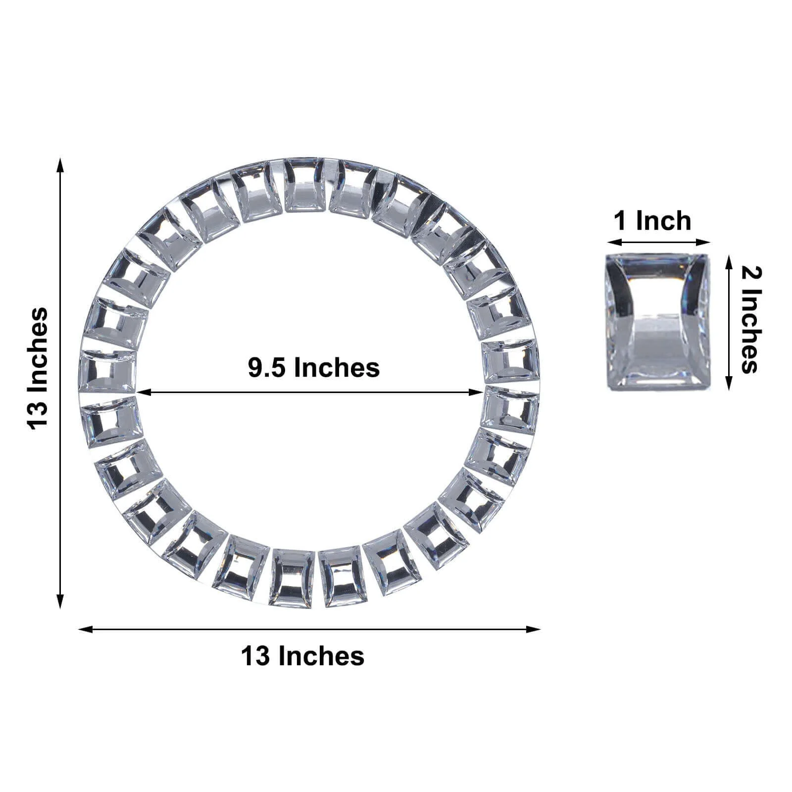 2-Pack Glass Mirror Round Charger Plates 13" in Silver with Jeweled Rim - Premium Decorative Dinner Party Charger Tableware - Image 3