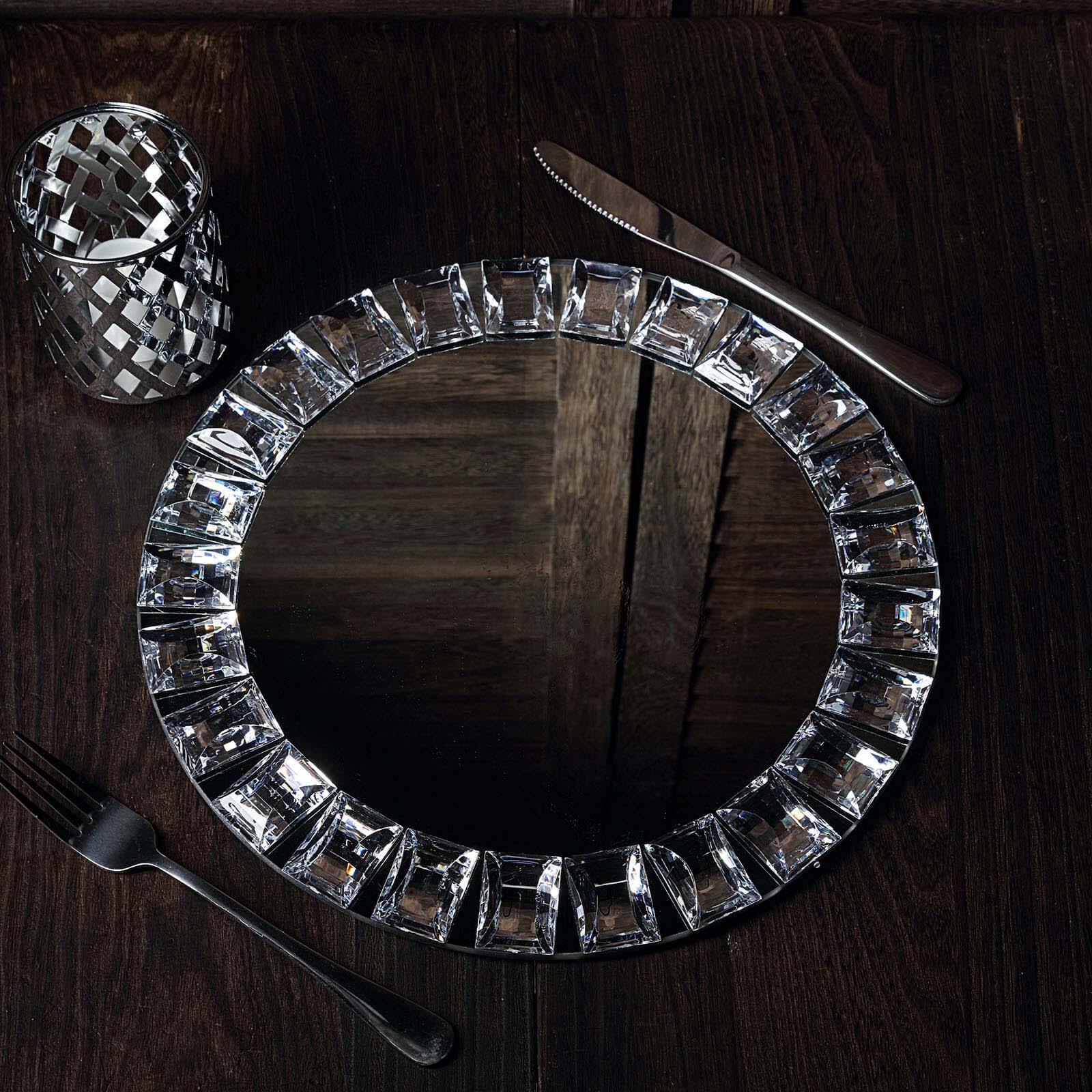 2-Pack Glass Mirror Round Charger Plates 13" in Silver with Jeweled Rim - Premium Decorative Dinner Party Charger Tableware - Image 8