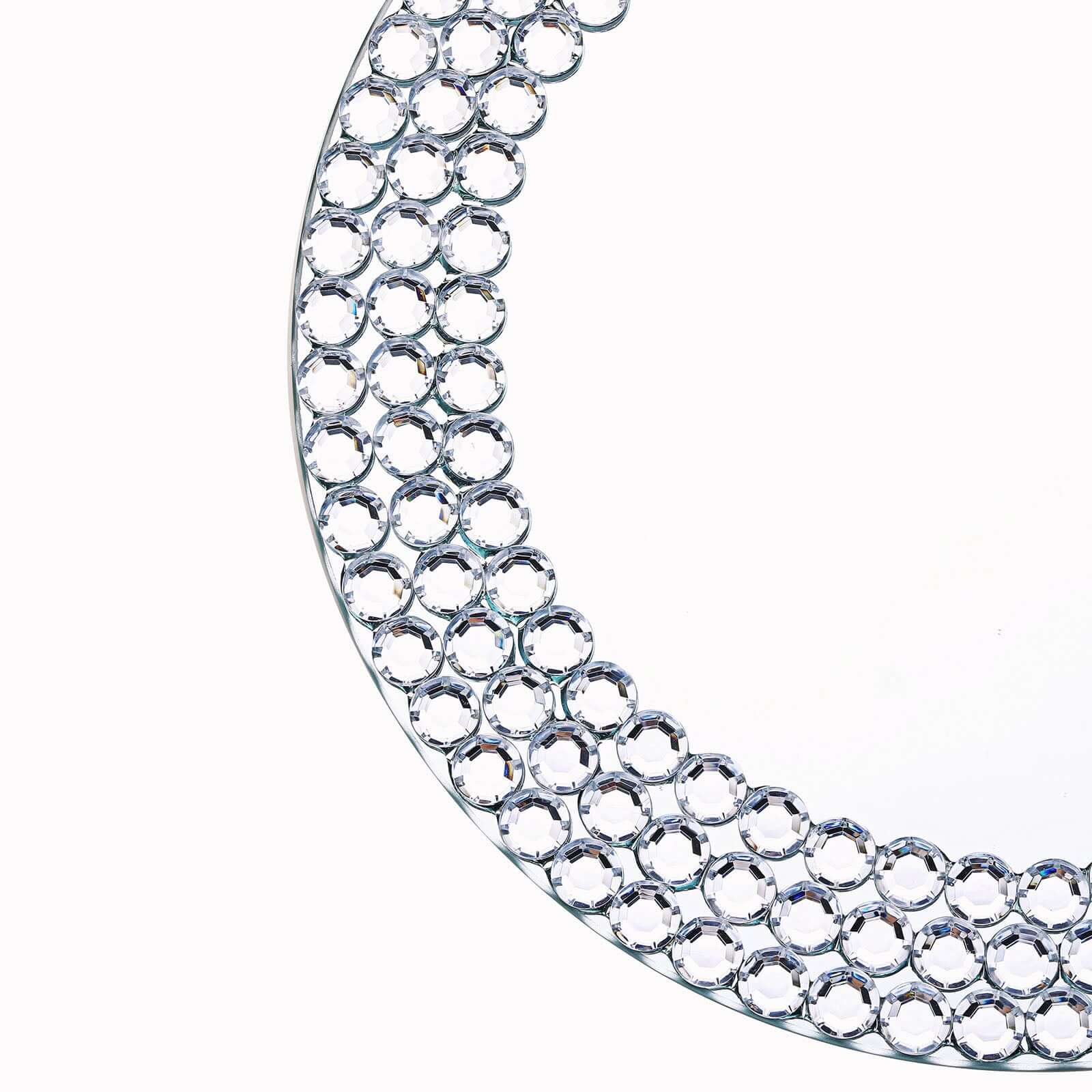 2-Pack Mirror Glass Round Charger Plates 13" with Silver Mirror Diamond Beaded Rim, Upscale Decorative Chargers - Image 8