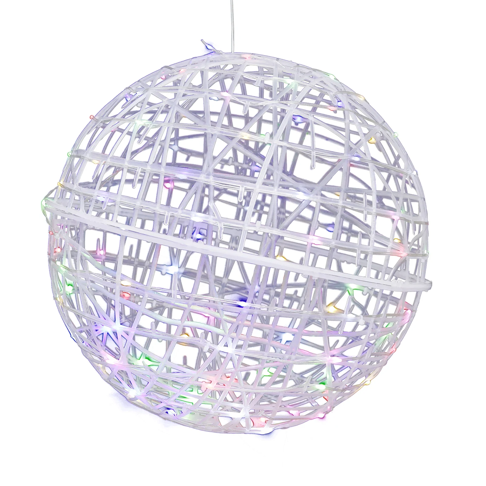 4 Pack LED Lighted Decorative Sphere Balls – 19" White Woven Rattan Orbs, 520 Multicolor LEDs, 8 Lighting Modes, End-to-End Connectable, Plug-In - Image 2