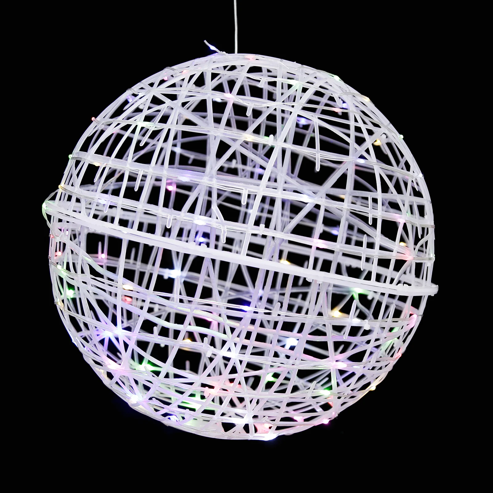 4 Pack LED Lighted Decorative Sphere Balls – 19" White Woven Rattan Orbs, 520 Multicolor LEDs, 8 Lighting Modes, End-to-End Connectable, Plug-In - Image 7