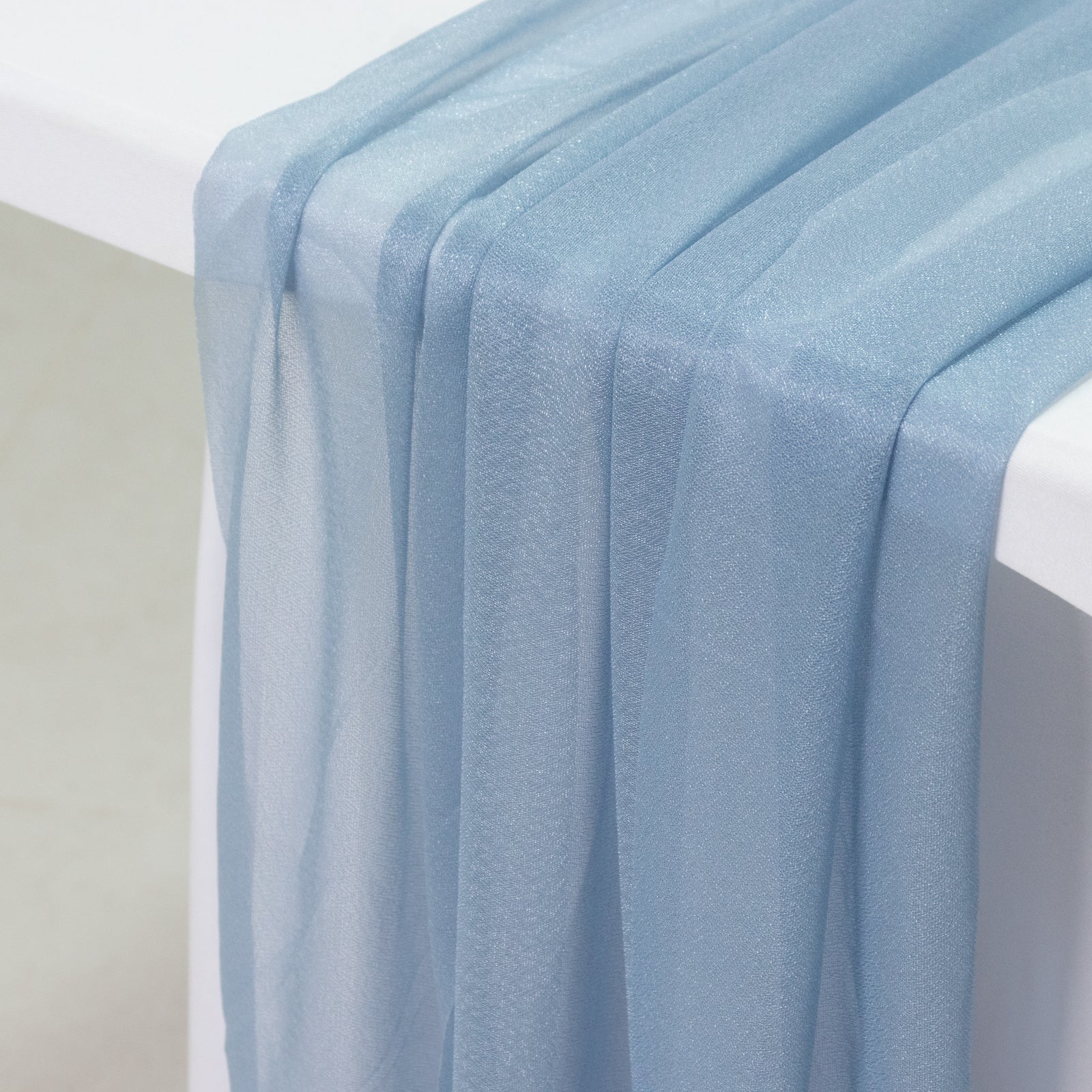 20-Pack 9ft Sheer Table Runners – Dusty Blue Shimmer Sheer Drapes, Wrinkle-Free - Image 4