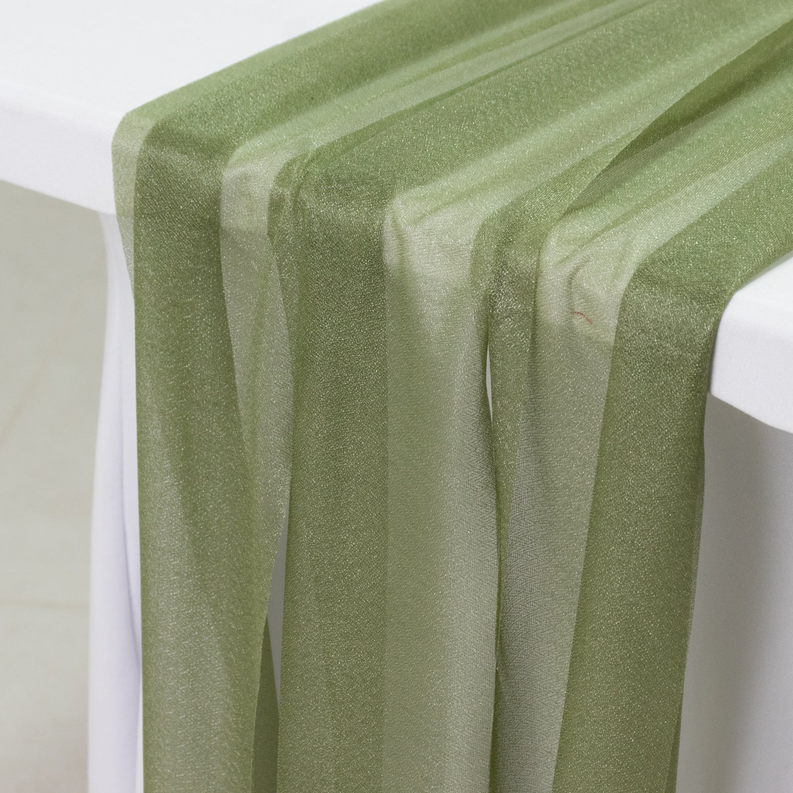20-Pack 9ft Sheer Table Runners – Dusty Sage Green Shimmer Sheer Drapes, Wrinkle-Free - Image 4