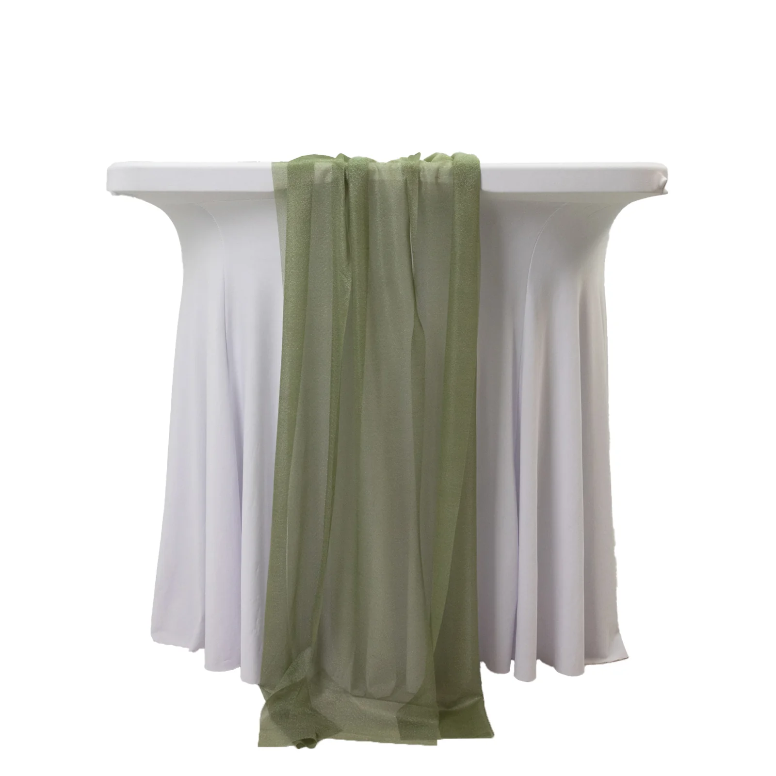 20-Pack 9ft Sheer Table Runners – Dusty Sage Green Shimmer Sheer Drapes, Wrinkle-Free - Image 6