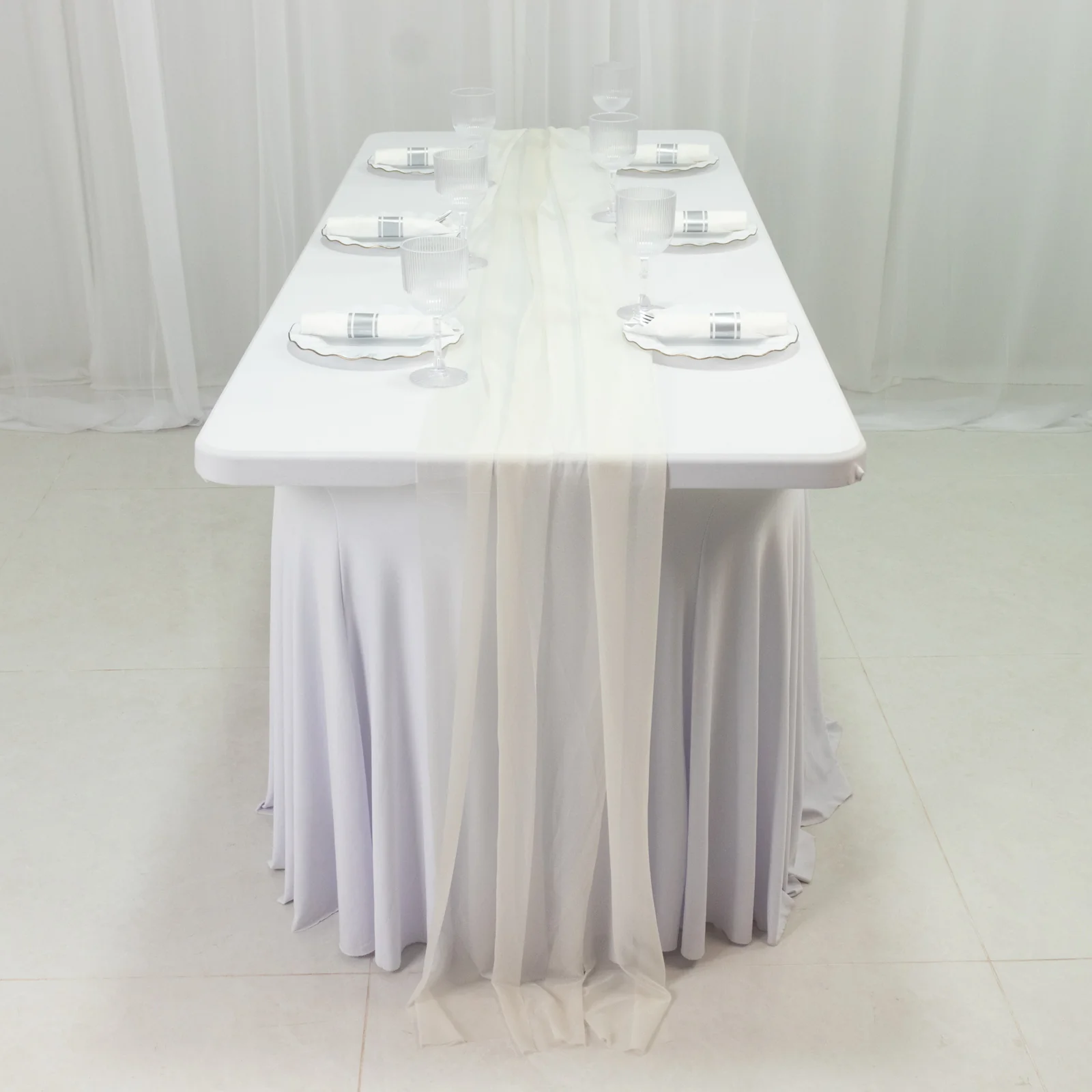 20-Pack 9ft Sheer Table Runners – Ivory Shimmer Sheer Drapes, Wrinkle-Free - Image 4