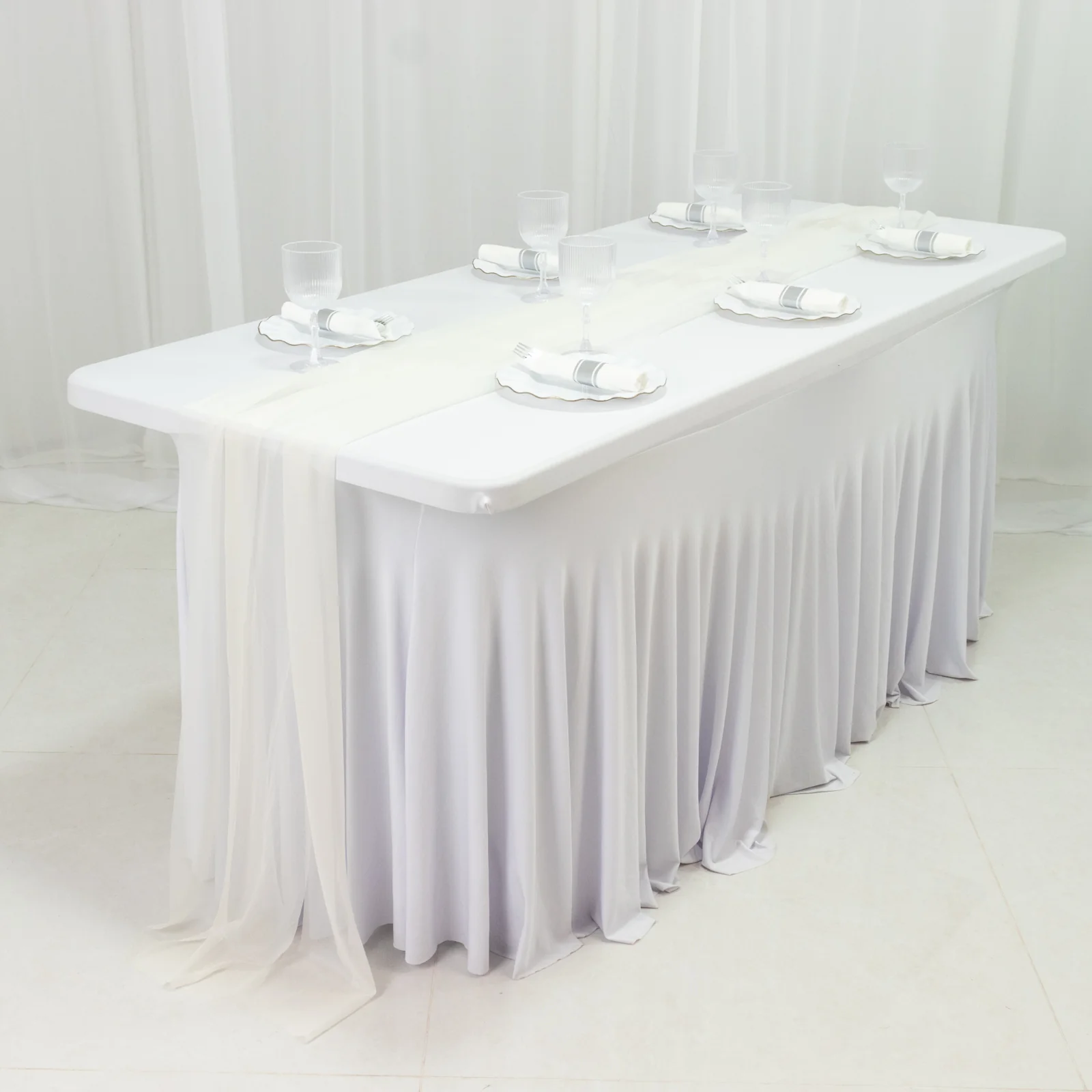 20-Pack 9ft Sheer Table Runners – Ivory Shimmer Sheer Drapes, Wrinkle-Free - Image 5