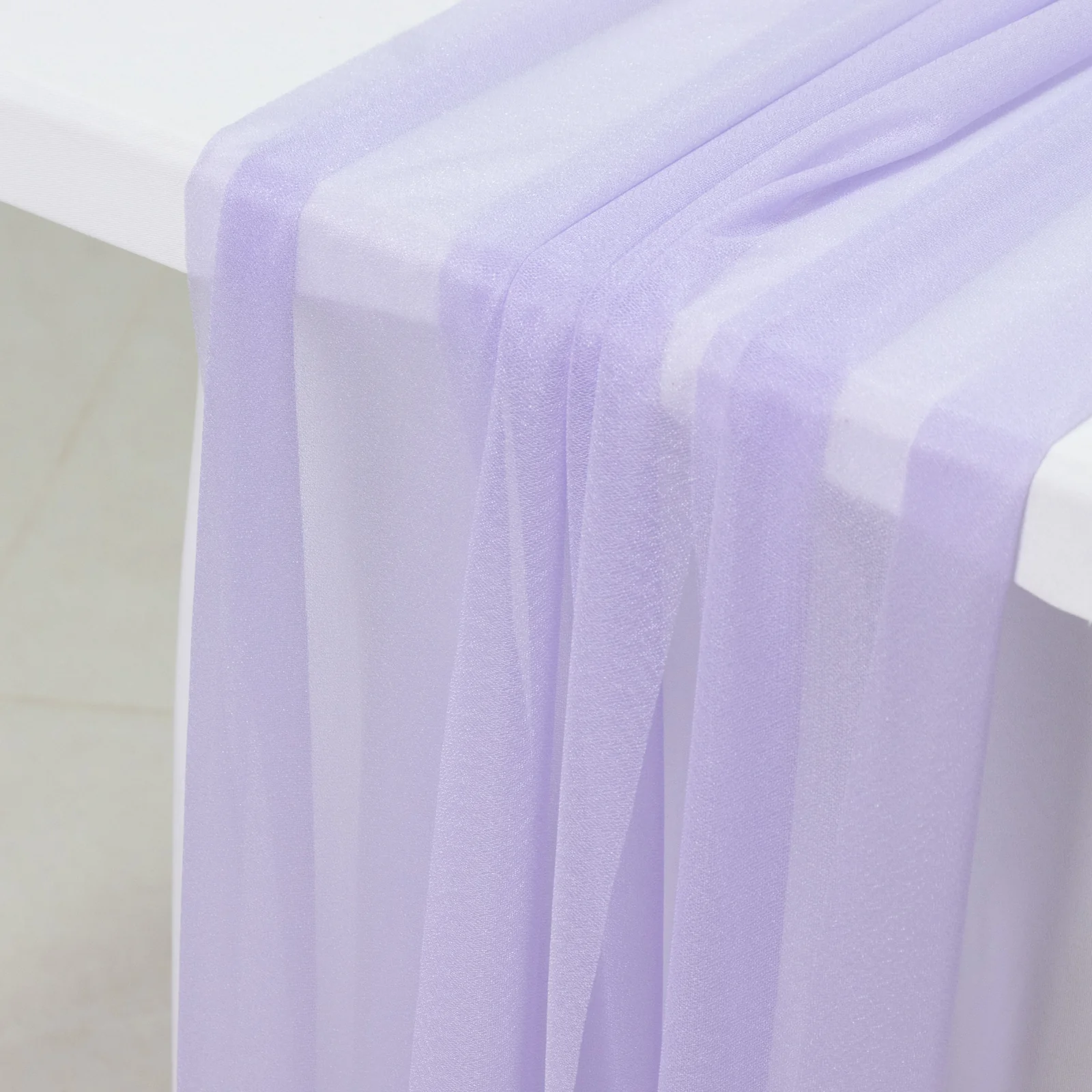20-Pack 9ft Sheer Table Runners – Lavender Lilac Shimmer Sheer Drapes, Wrinkle-Free - Image 4