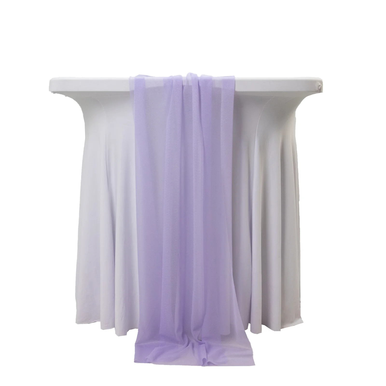 20-Pack 9ft Sheer Table Runners – Lavender Lilac Shimmer Sheer Drapes, Wrinkle-Free - Image 6