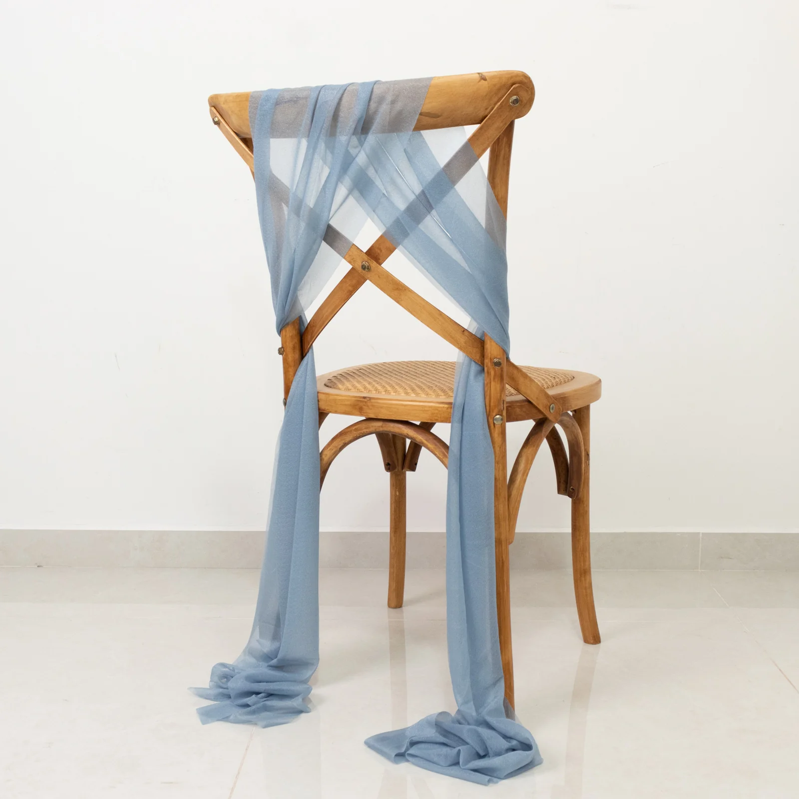 20-Pack Sheer Chair Drape Decor in Dusty Blue – 9ft Shimmer Sash, Wrinkle-Free - Image 5