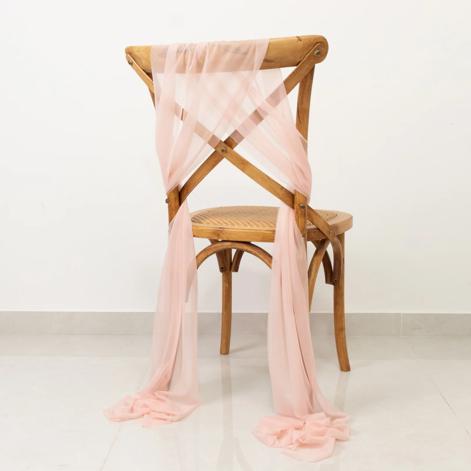 20-Pack Sheer Chair Drape Decor in Blush – 9ft Shimmer Sash, Wrinkle-Free - Image 5
