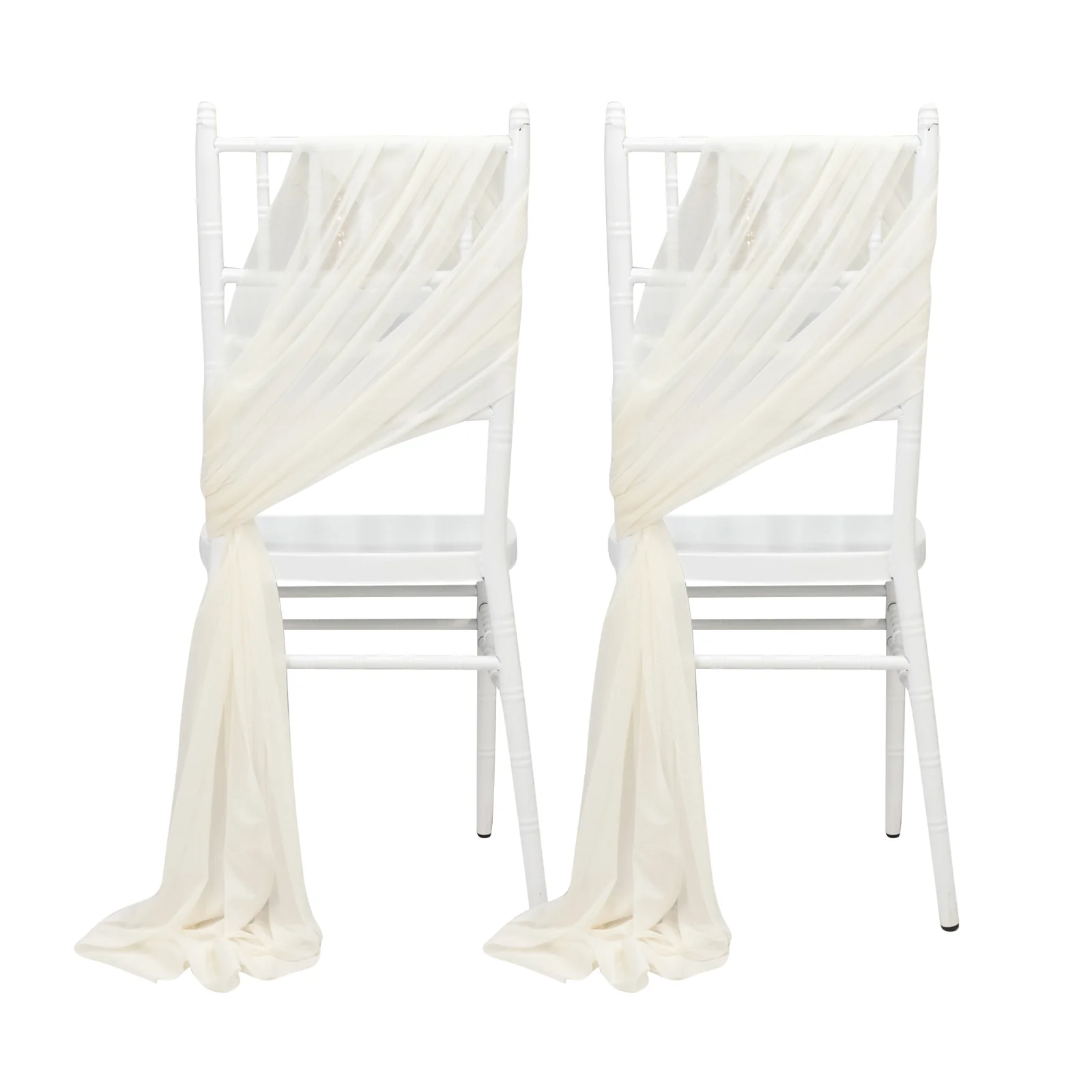 20-Pack Sheer Chair Drape Decor in Ivory – 9ft Shimmer Sash, Wrinkle-Free - Image 2