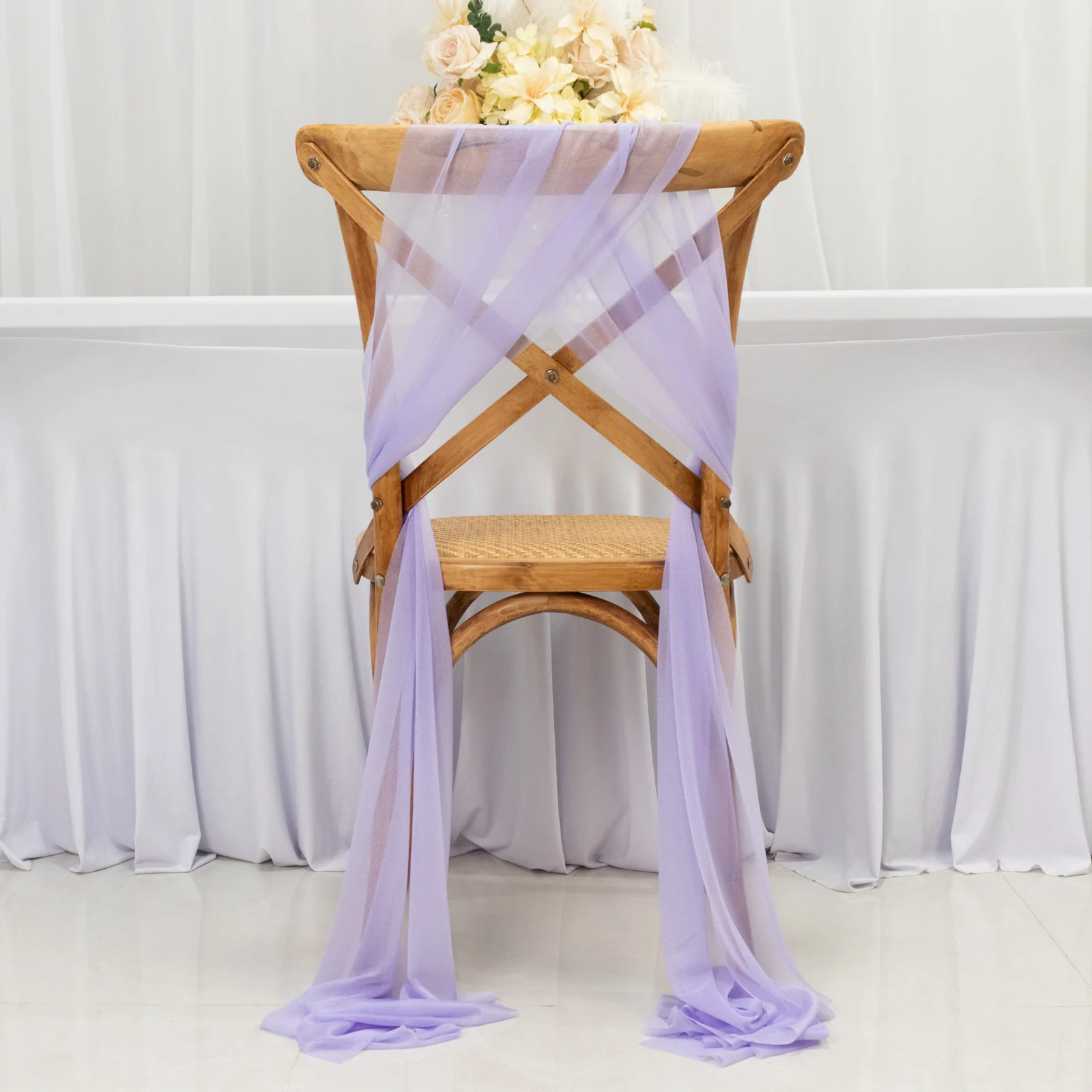 20-Pack Sheer Chair Drape Decor in Lavender Lilac – 9ft Shimmer Sash, Wrinkle-Free - Image 3