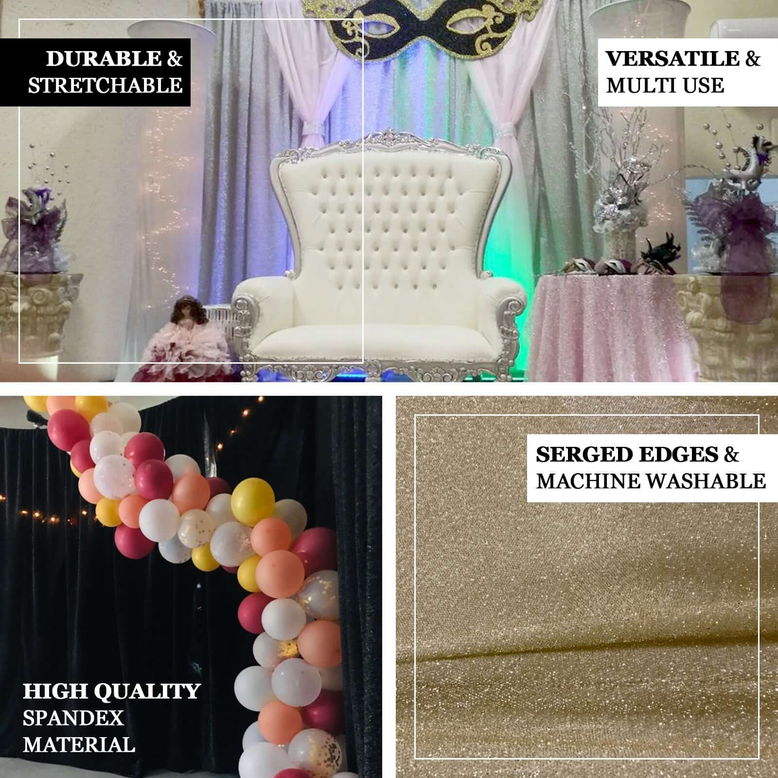 20ftx10ft Hunter Emerald Green Metallic Shimmer Tinsel Event Curtain Drapes, Backdrop Event Panel - Image 4