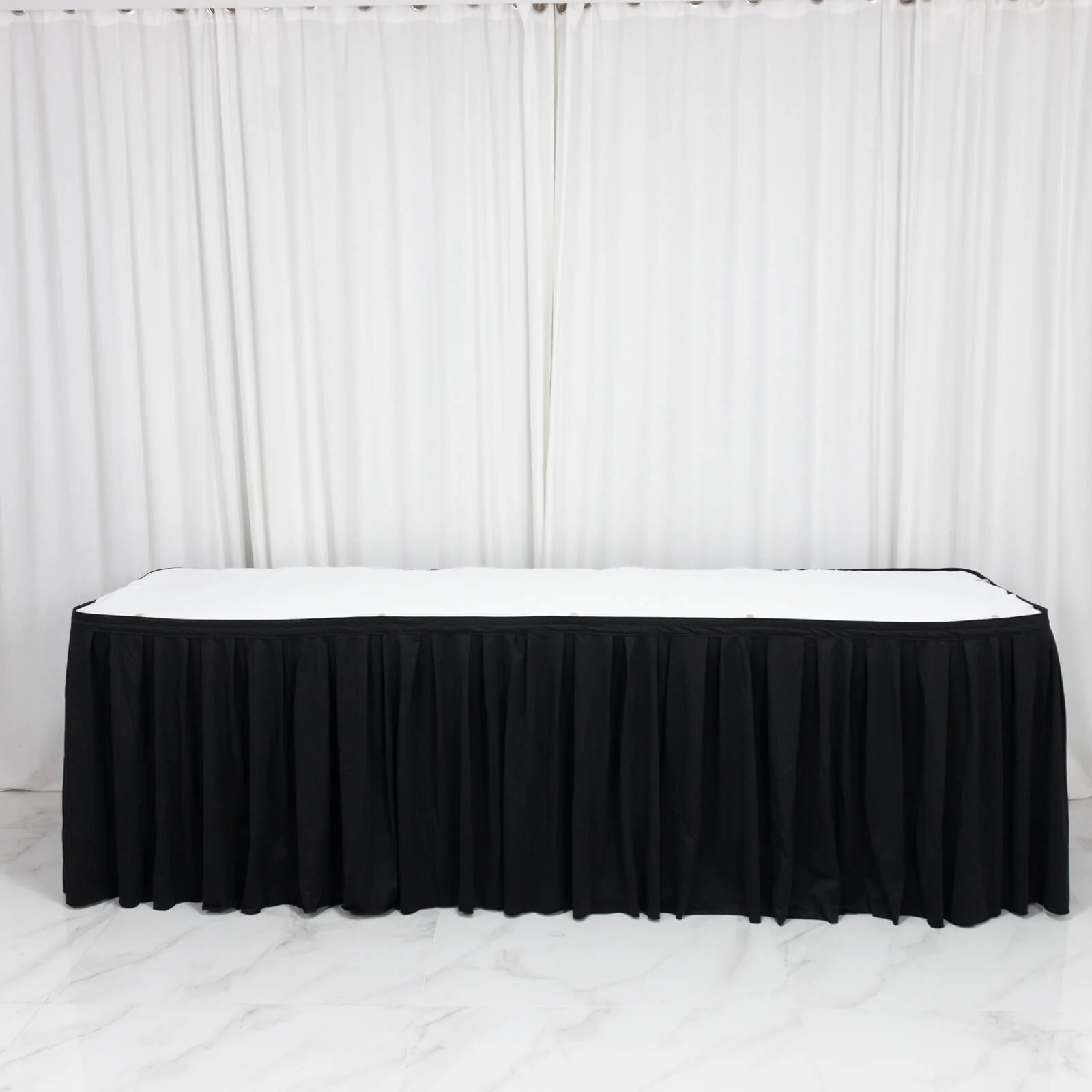 21ft Scuba Table Skirt Black - Shirred Pleat Wrinkle Free & Stain Resistant Event Skirting - Image 3