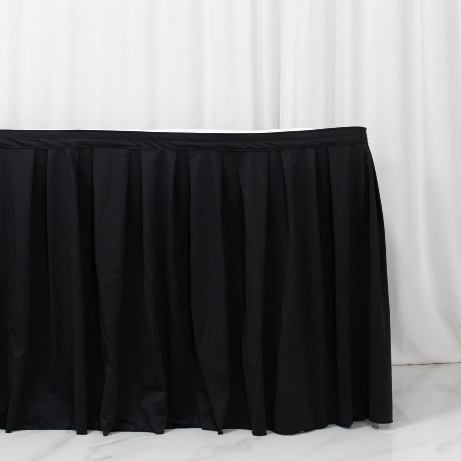 21ft Scuba Table Skirt Black - Shirred Pleat Wrinkle Free & Stain Resistant Event Skirting - Image 6