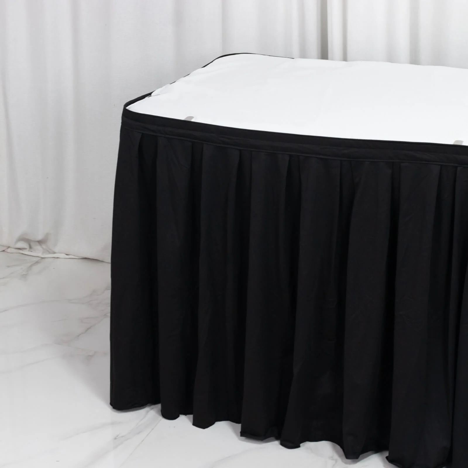 21ft Scuba Table Skirt Black - Shirred Pleat Wrinkle Free & Stain Resistant Event Skirting - Image 7